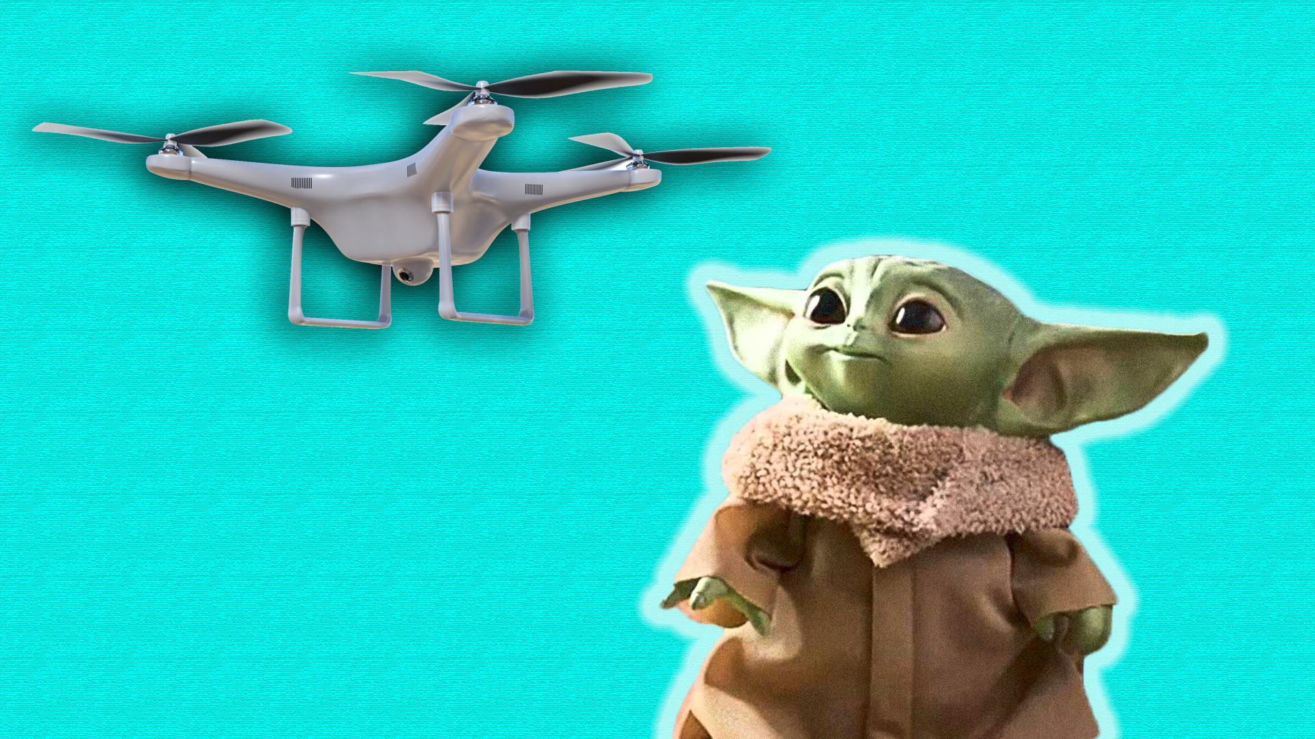 baby yoda and a drone