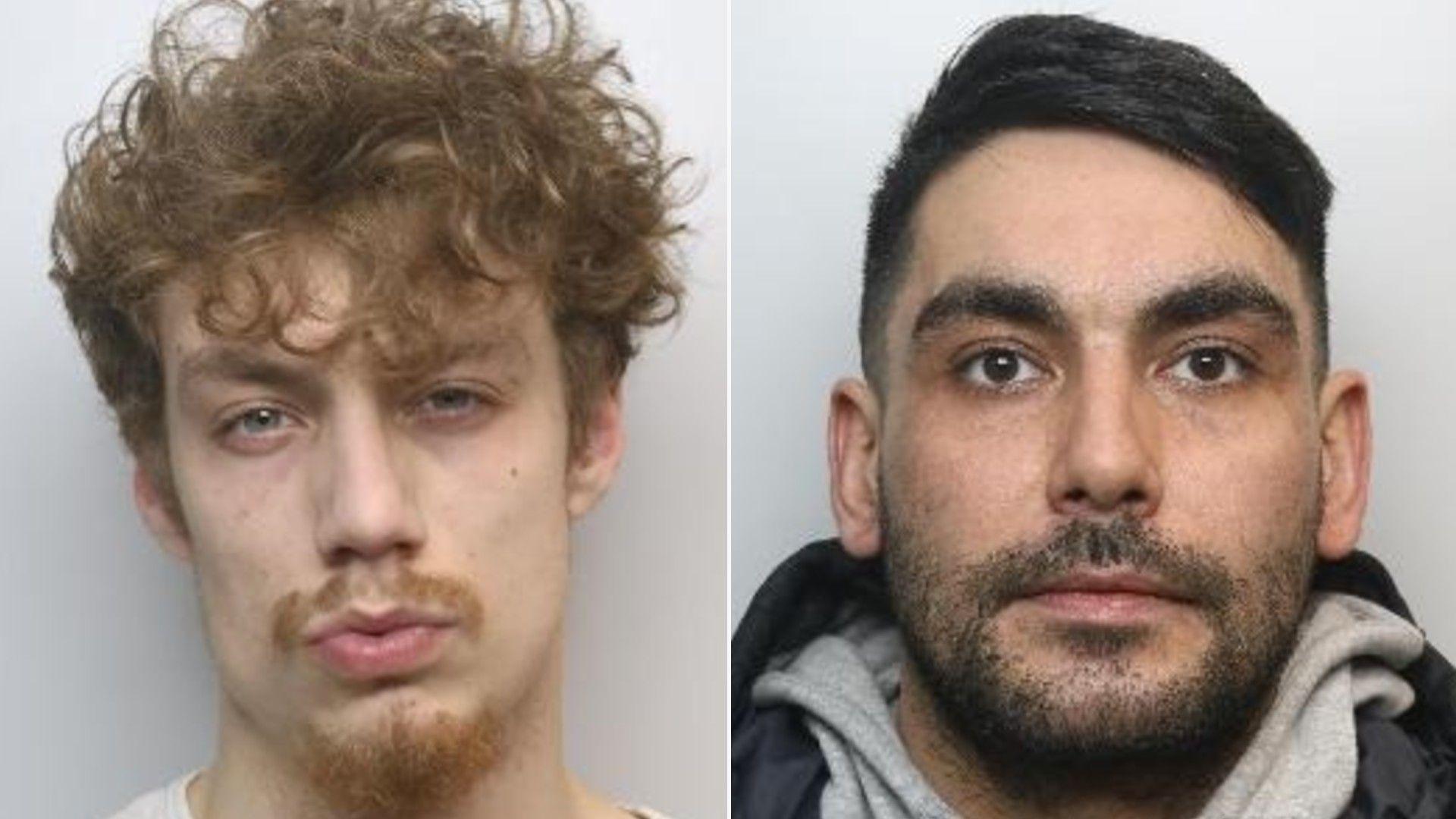 Reeve-Lawson appears to be pouting. He is pale with ginger hair, a ginger moustache and a goatee. He wears a white top. Kazemi has a neutral expression. he has tidy, straght black hair and a black beard. He is wearing a grey hoodie and black jacket.