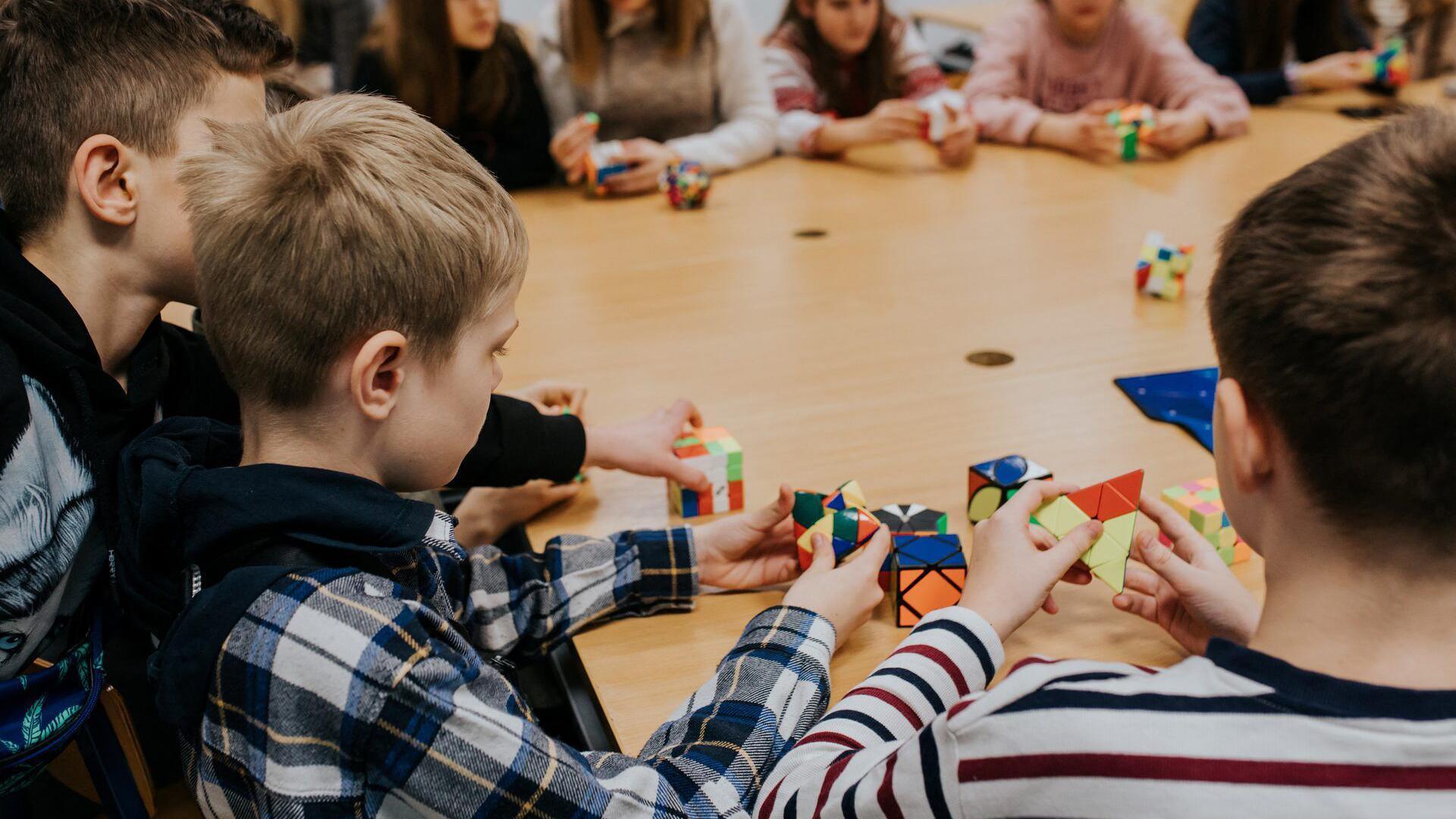 Pupils are photographed at The First Ukrainian School in Poland by the Unbreakable Ukraine Foundation, in Warsaw, Poland, March 25, 2023.