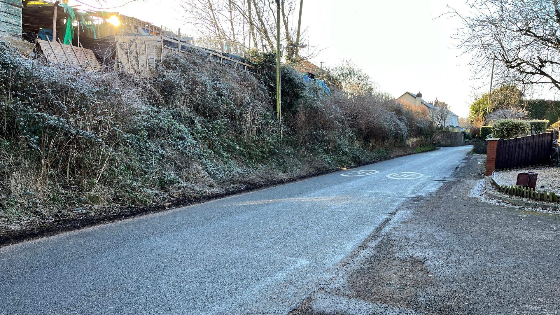 The stretch of road closed in Bishops Lydeard