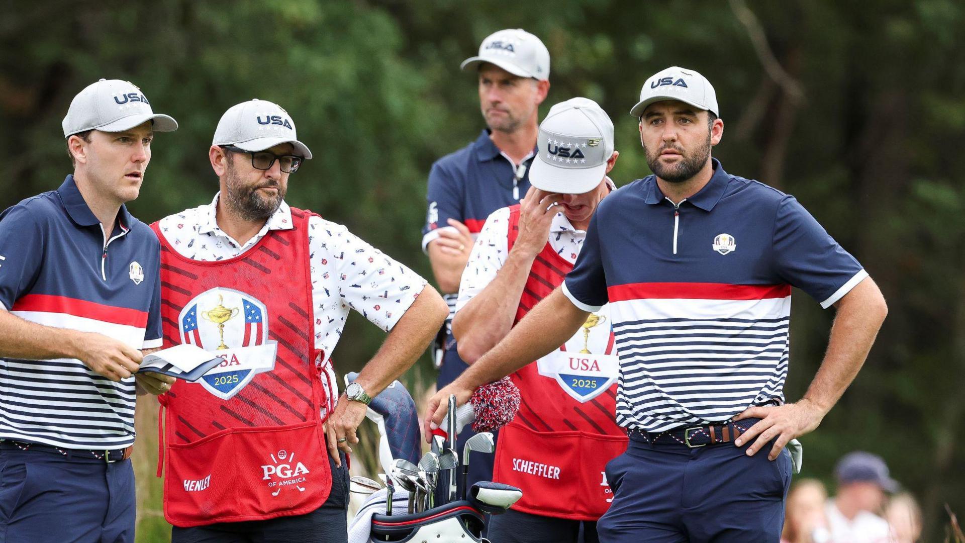 Scottie Scheffler and Russell Henley during their Ryder Cup foursomes matches