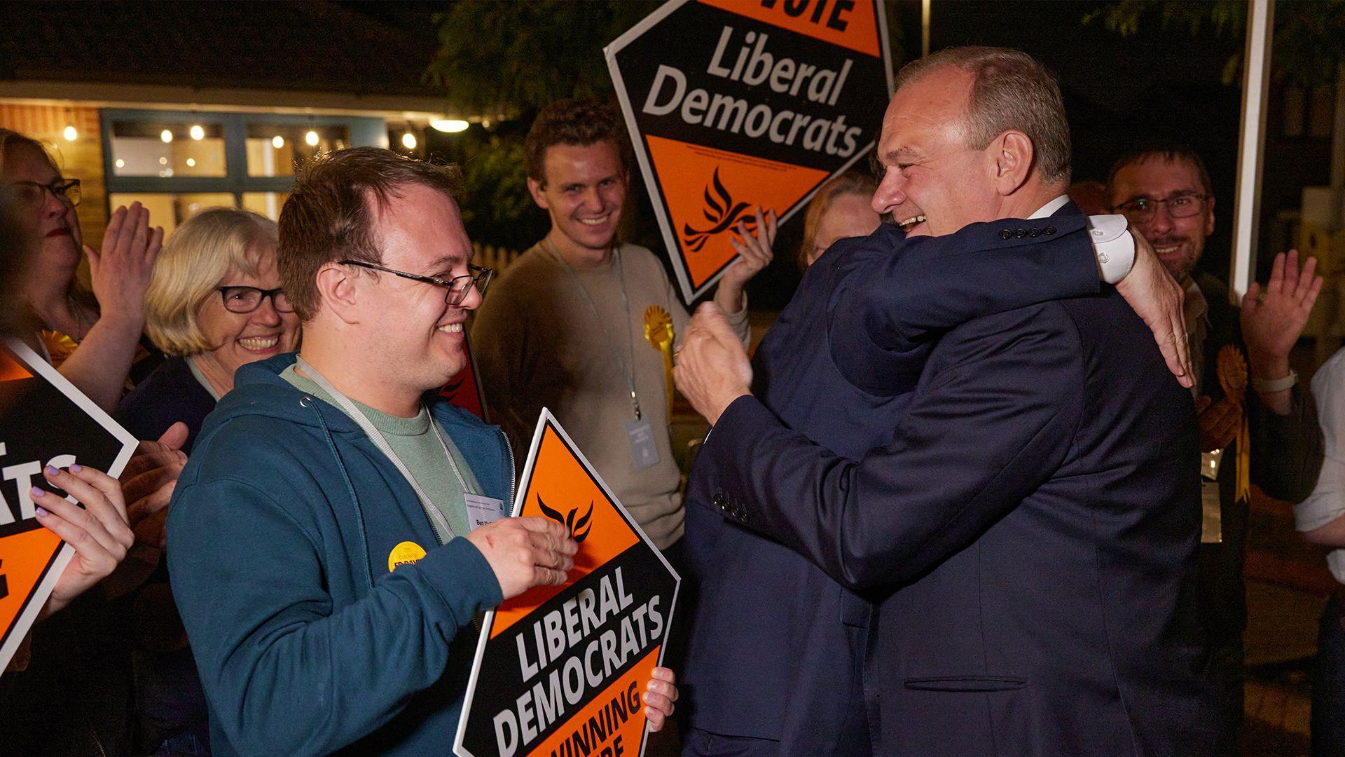 Lib Dem supporters celebrate