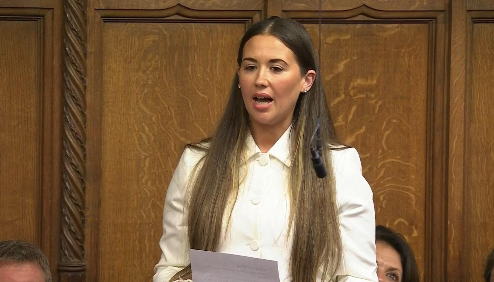 Sorcha Eastwood in white coat in house of commons