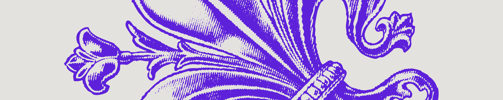 Thin, grey banner promoting the Royal Watch newsletter with a graphic of a fleur-de-lis in purple