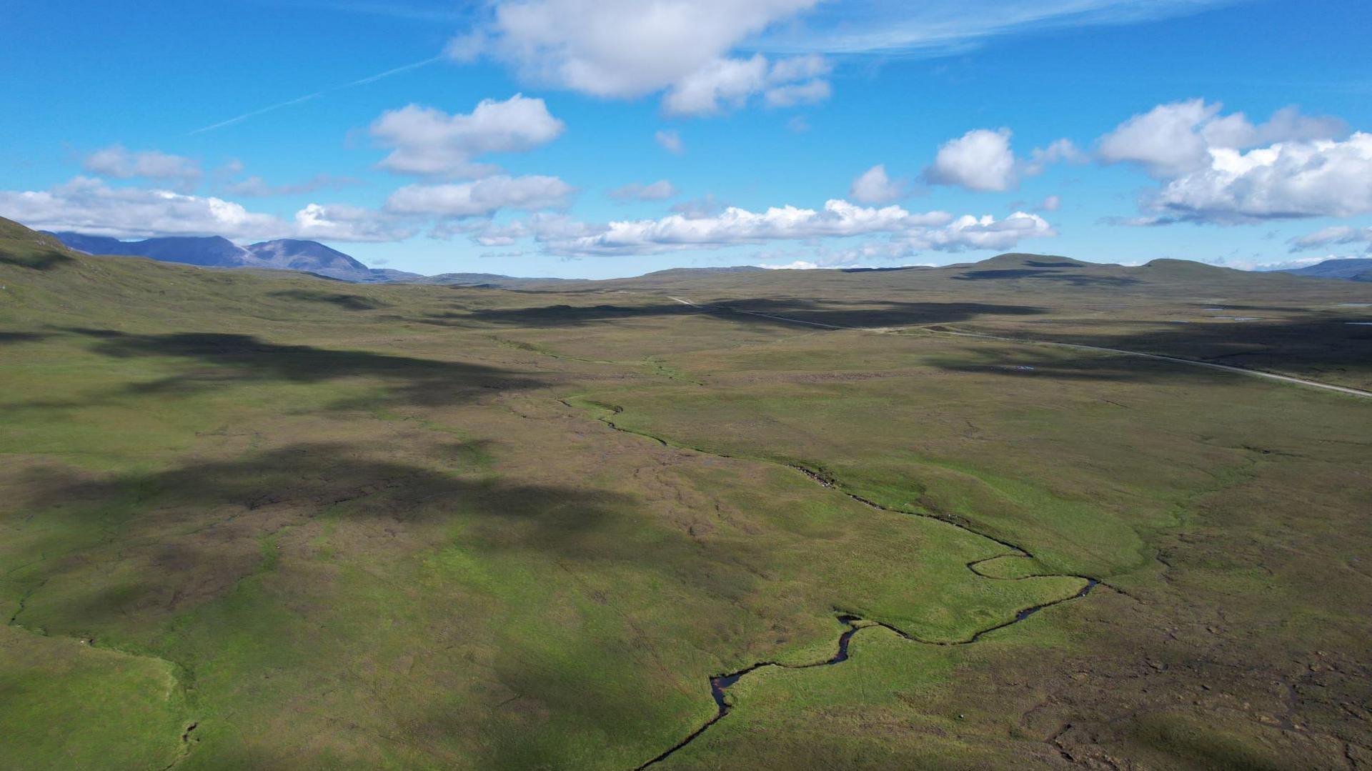 An aerial view of a vast area of peatland at Inverbroom.