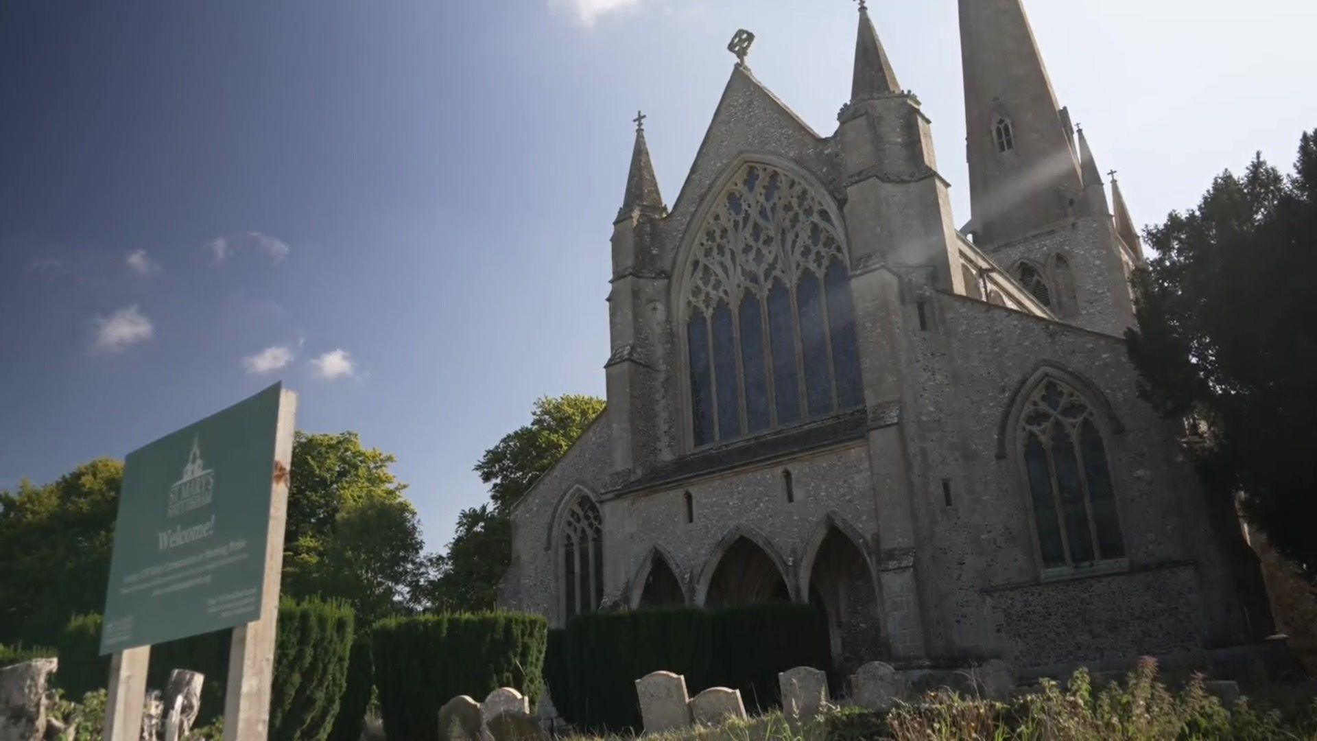 St Mary's Church in Snettisham seen on a picturesque summer's day