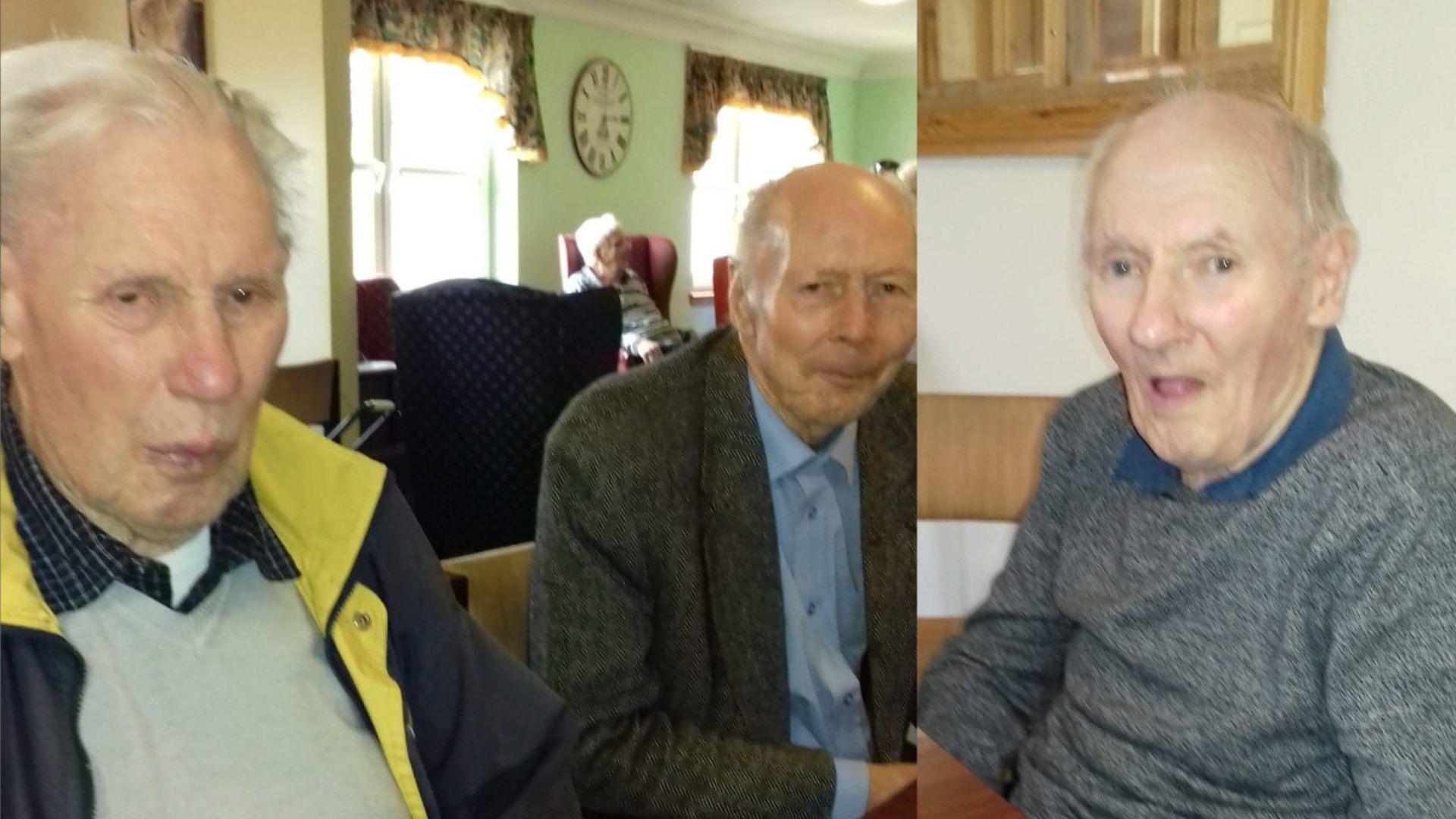 Composite picture of the three McCulloch brothers. They are all balding with very thin grey hair.