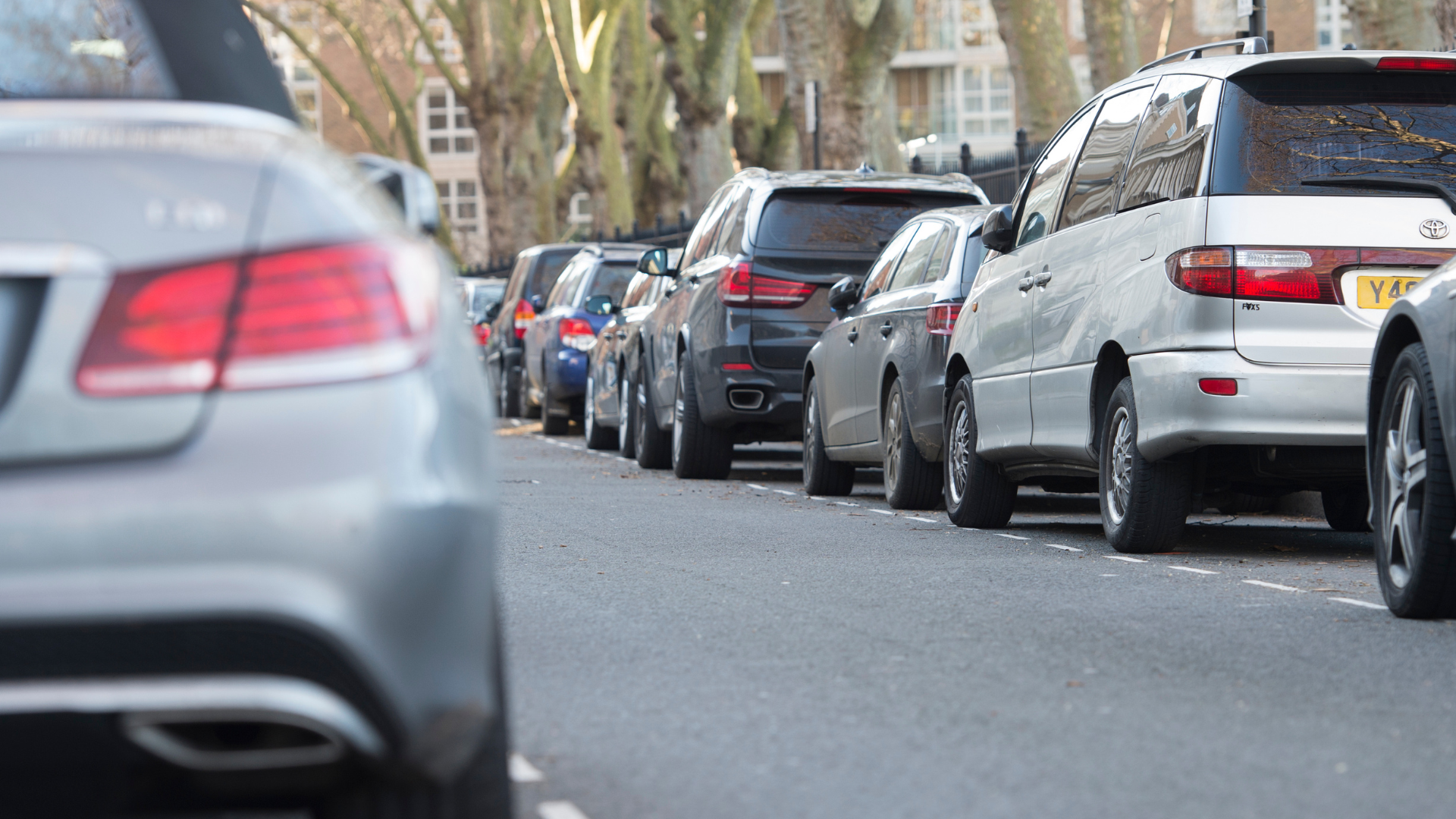 Cars parked on the street