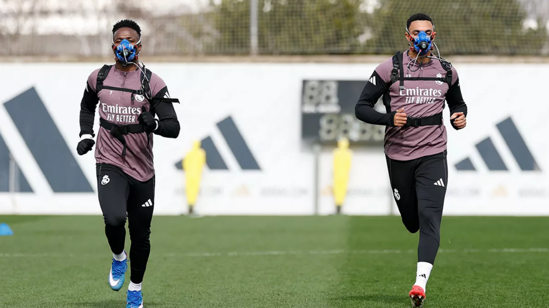 Vinicius Junior and Trent Alexander-Arnold taking part in training on Wednesday 