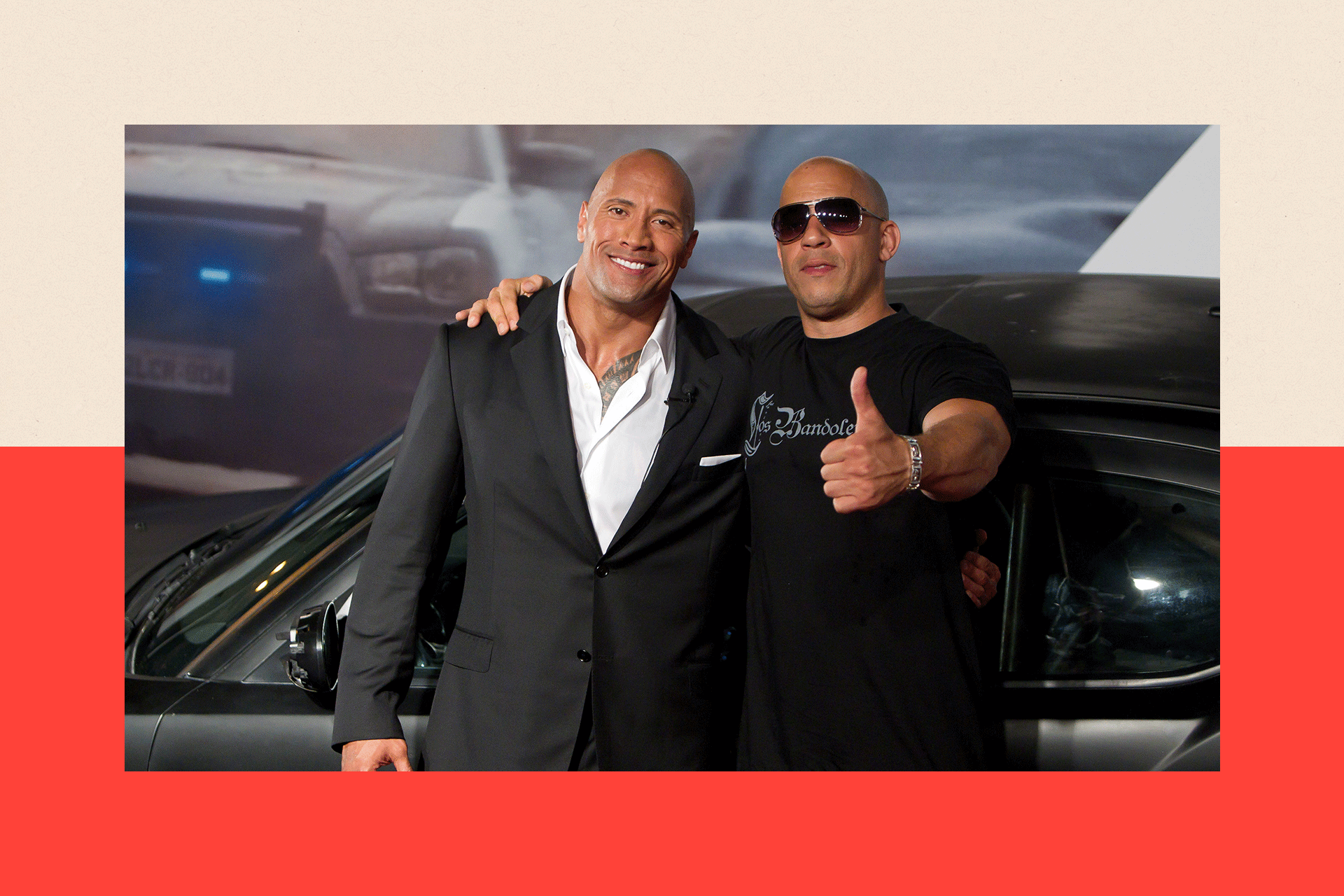 Dwayne Johnson (The Rock) and Vin Diesel pose for photographers during the premiere of the movie Fast and Furious 5