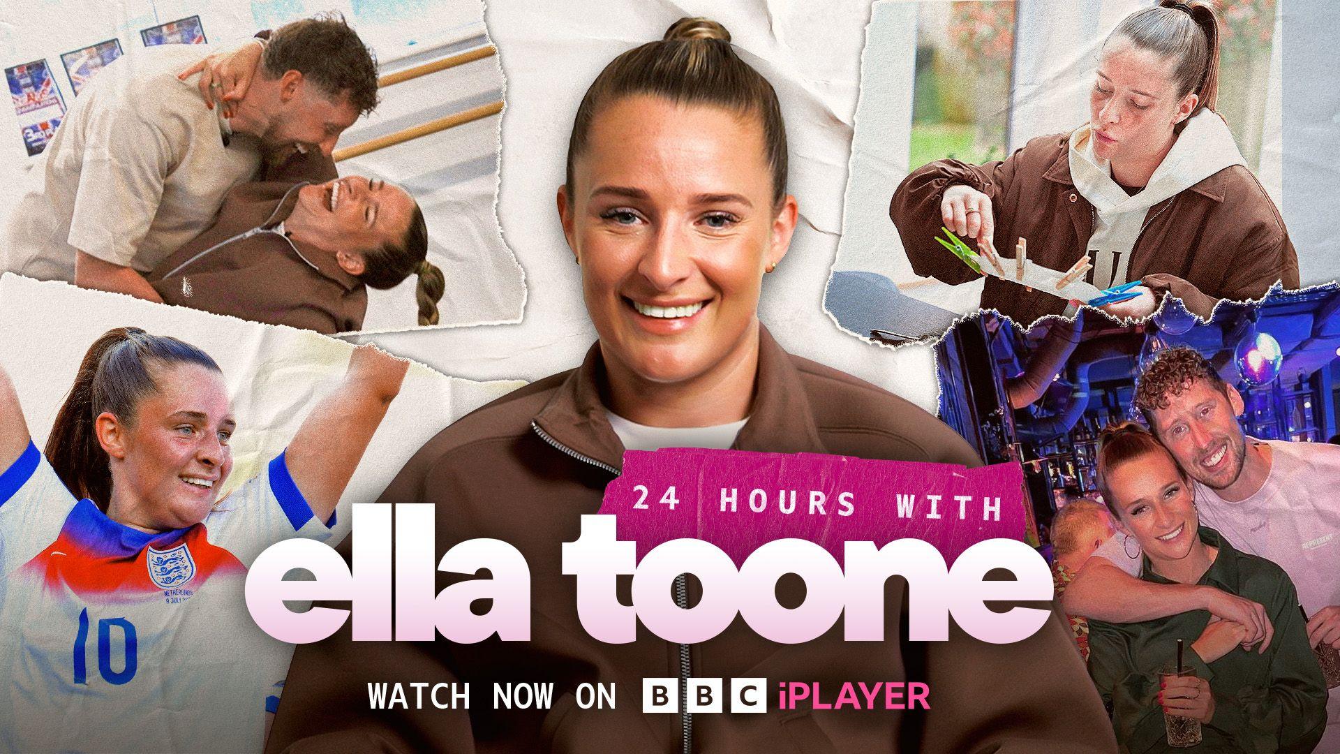 A brand image of 24 Hours with Ella Toone with the phrase Watch now on BBC iPlayer