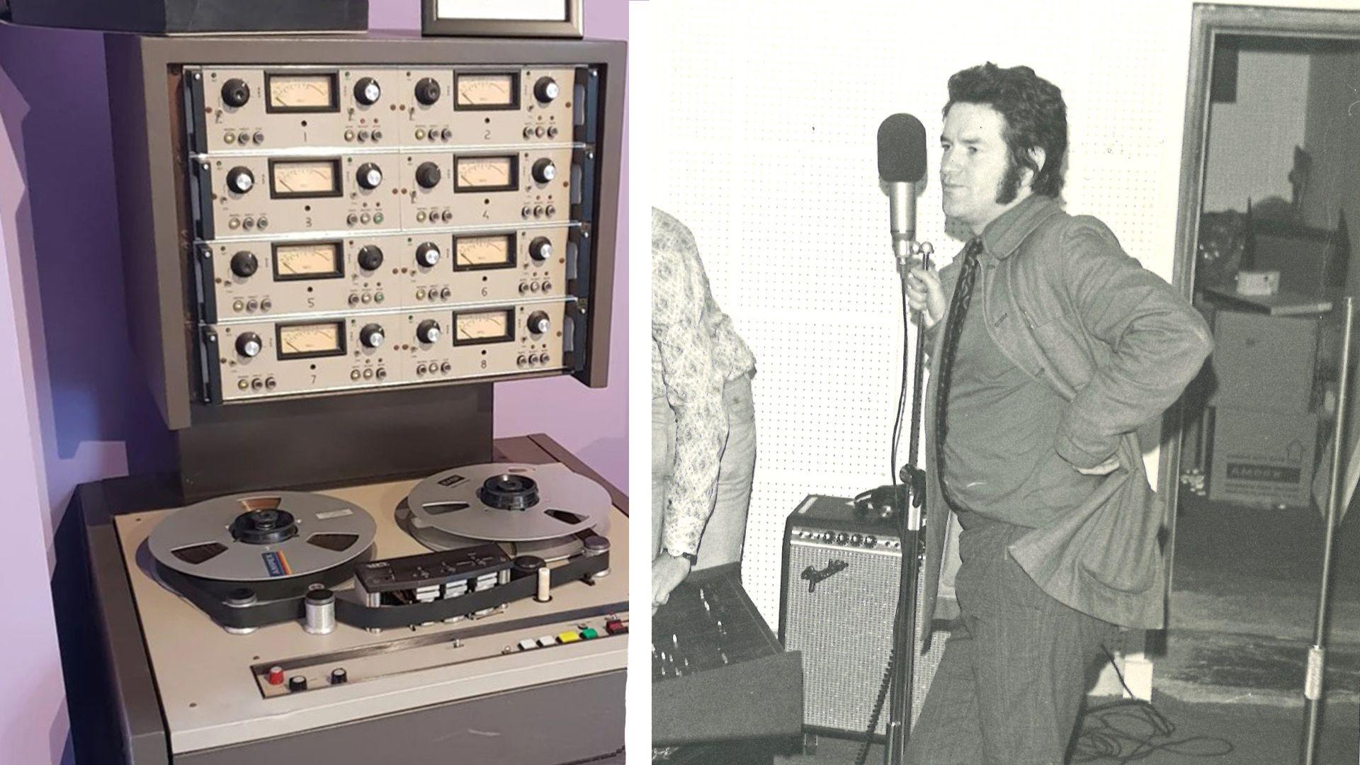 Peiriant aml-drac a Dafydd Iwan yn yr 1970au