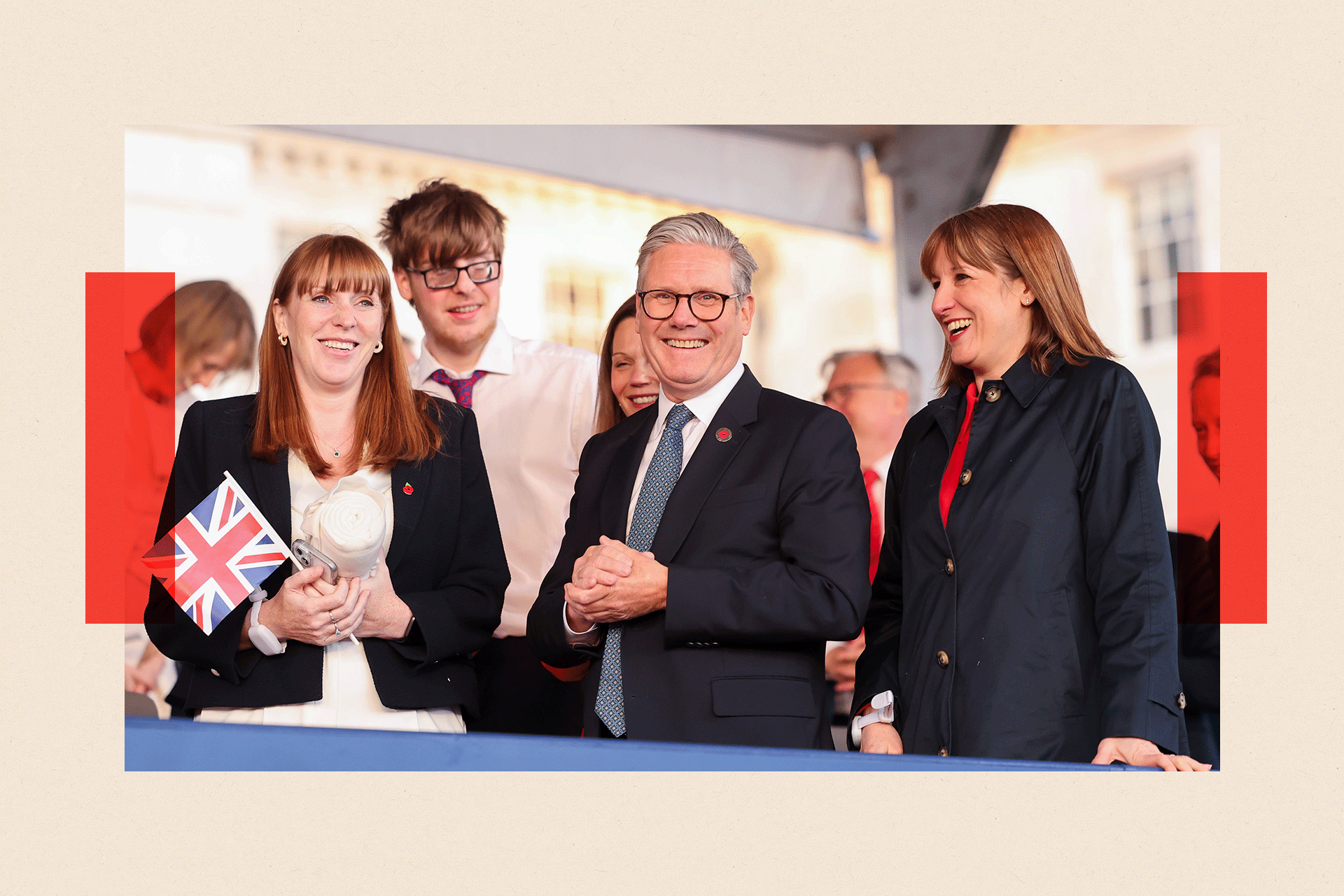 (left to right) Angela Rayner, Prime Minister Sir Keir Starmer and Chancellor of the Exchequer Rachel Reeves during the concert celebrating the 80th Anniversary of VE Day