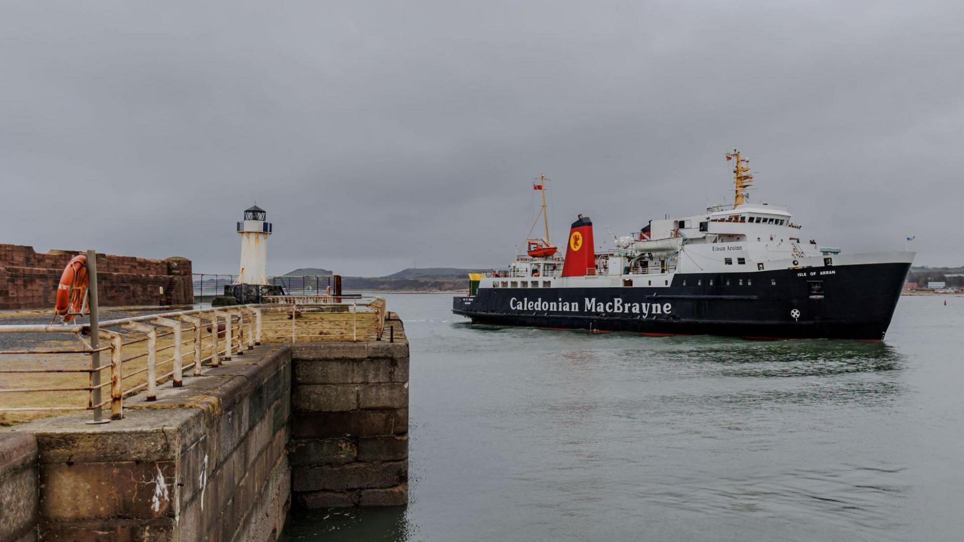 A CalMac ferry North Ayrshire's Ardrossan harbour.