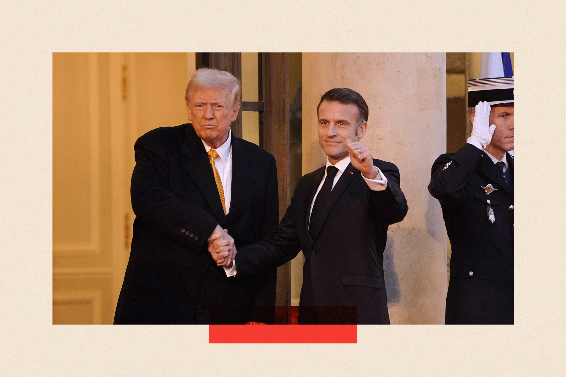 Donald Trump shakes hands with Emmanuel Macron
