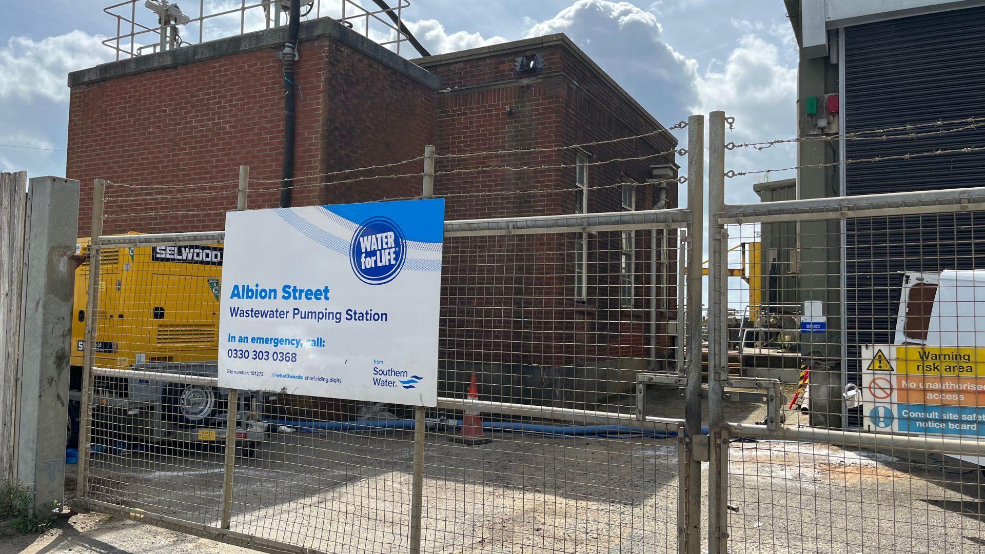 The front of Albion Street wastewater pumping station in Southwick