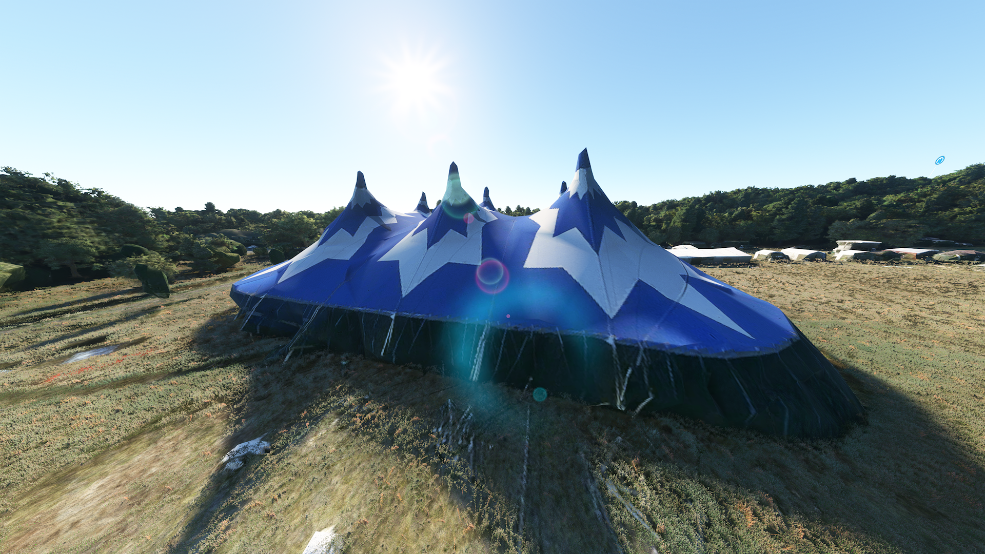 Glastonbarry tent as it appears in Microsoft Flight Simulator