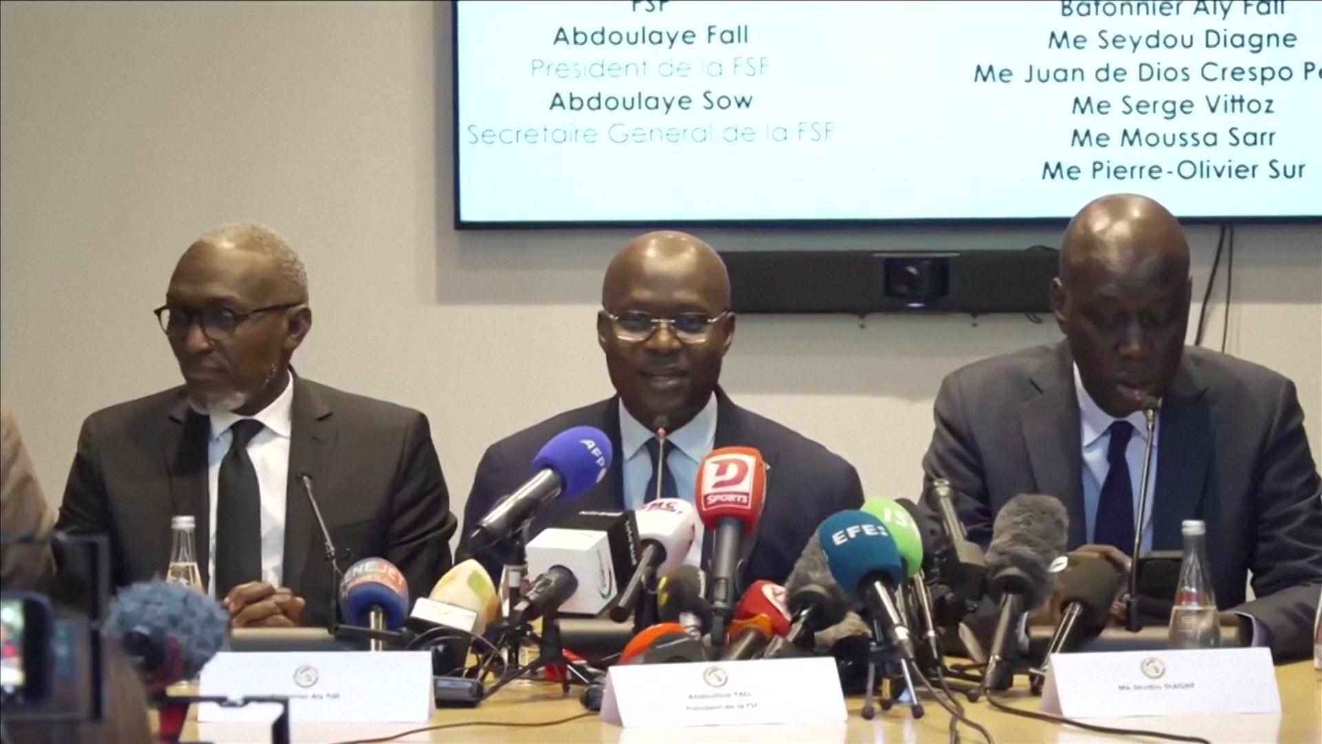 Senegal FA president Abdoulaye Fall at a media conference