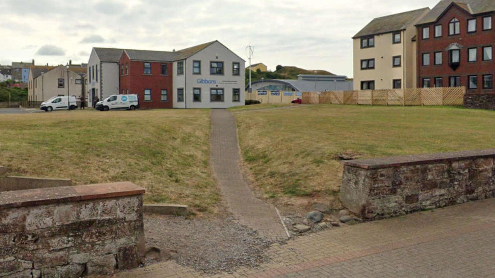 The entrance to Maryport harbour.