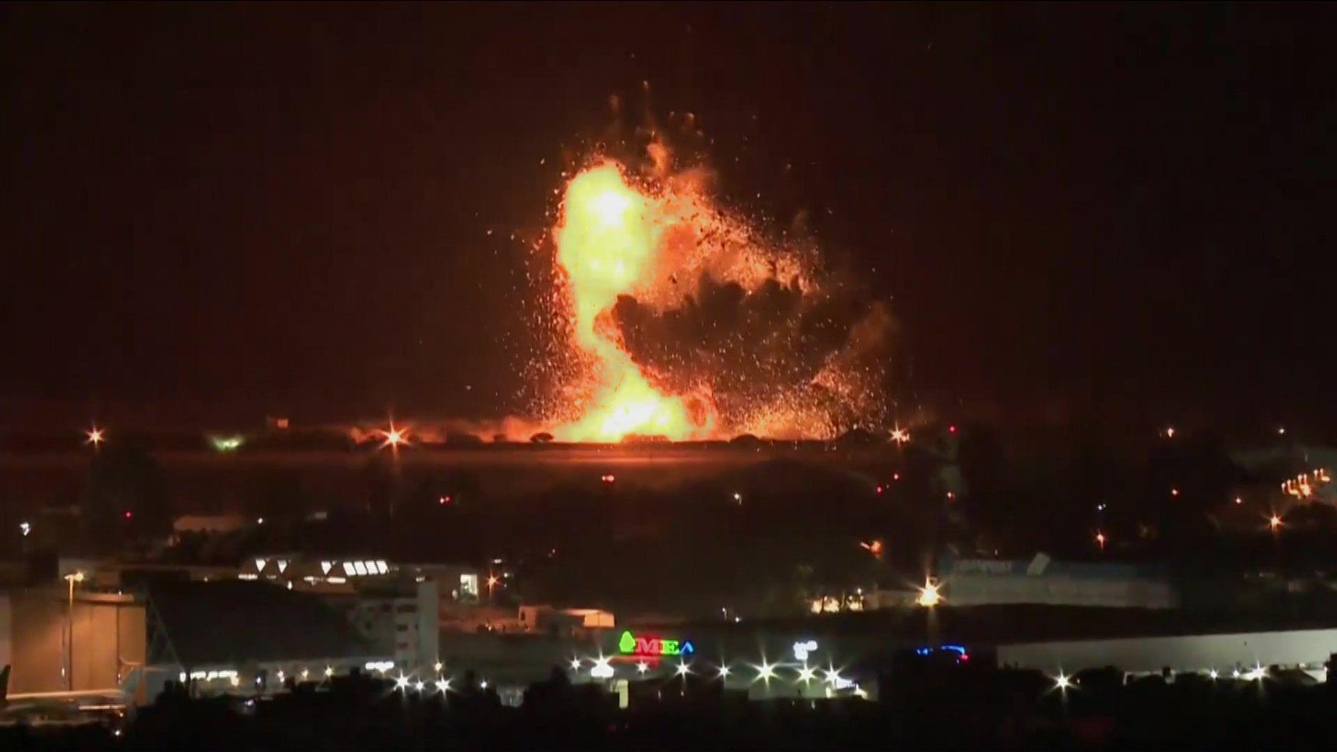 A fireball over the night sky in Beirut.