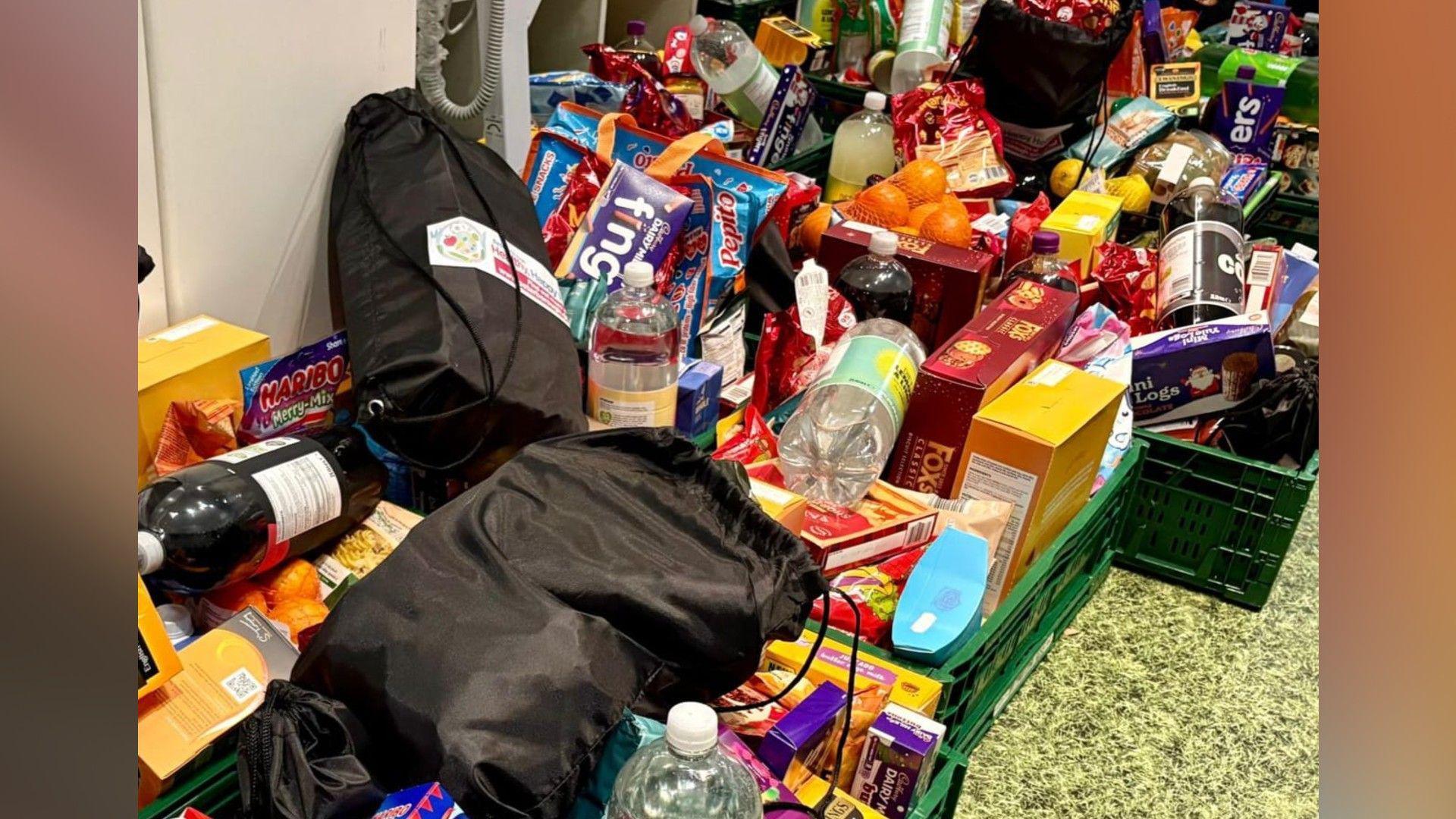 Food crates with items in it