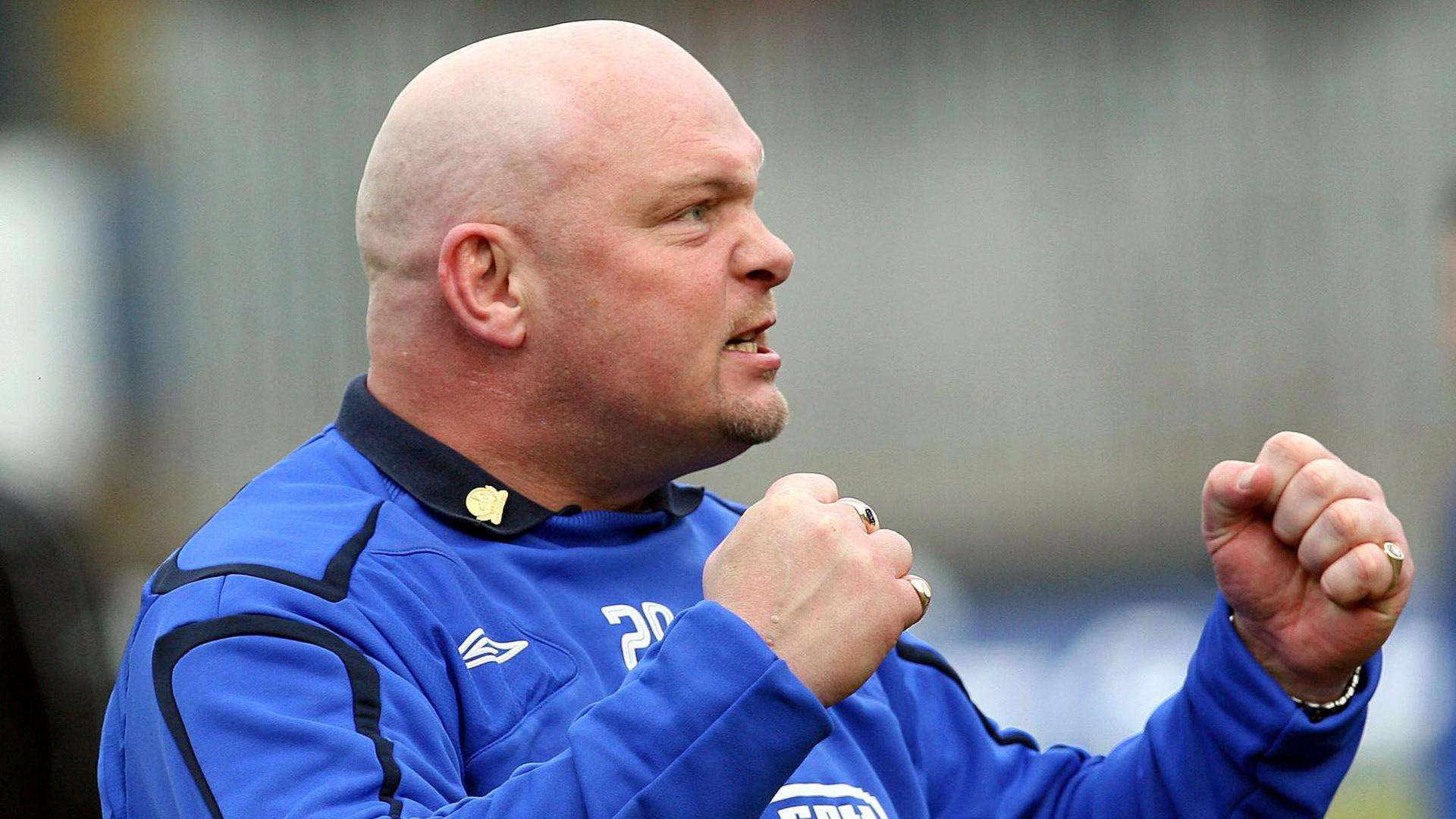 David Jeffrey celebrates as Linfield manager