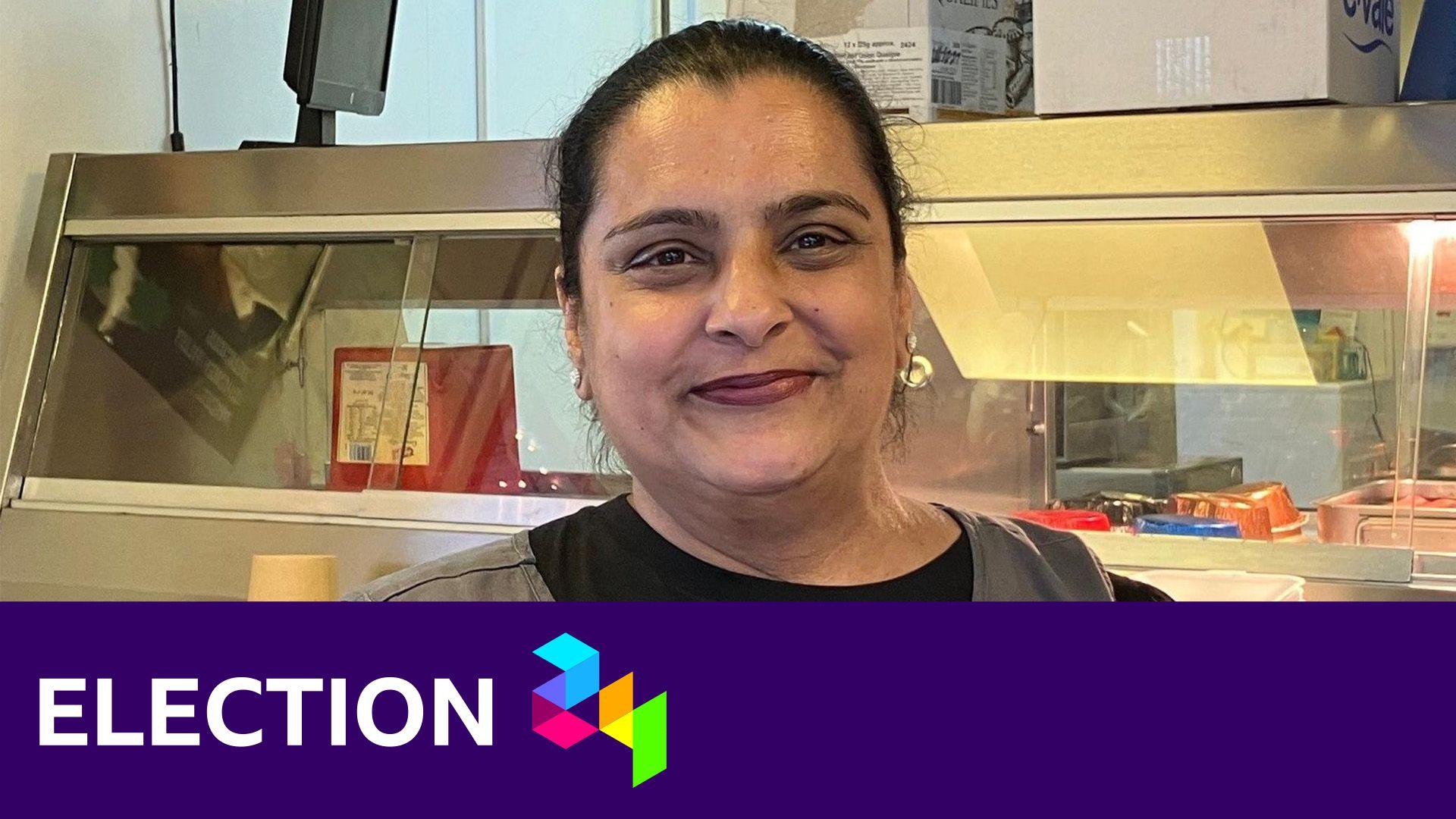 A picture of Amarjit in her fish and chip shop