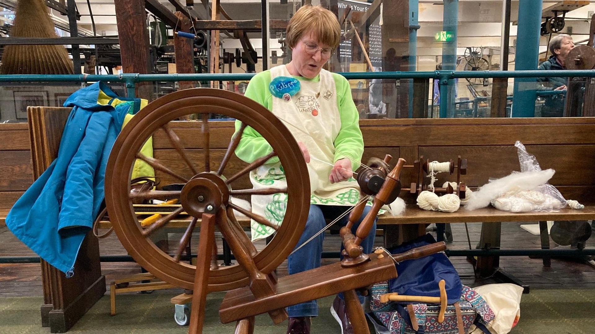 A spinning wheel in Bradford Industrial Museum