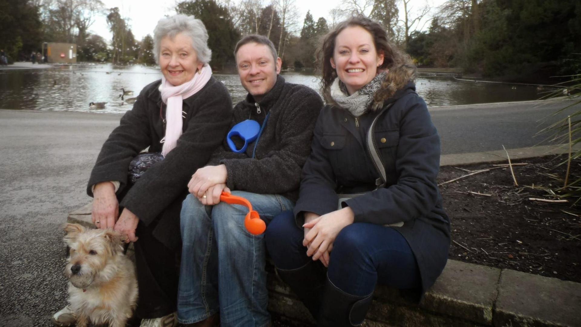 Nick Bryan with his mother and sister