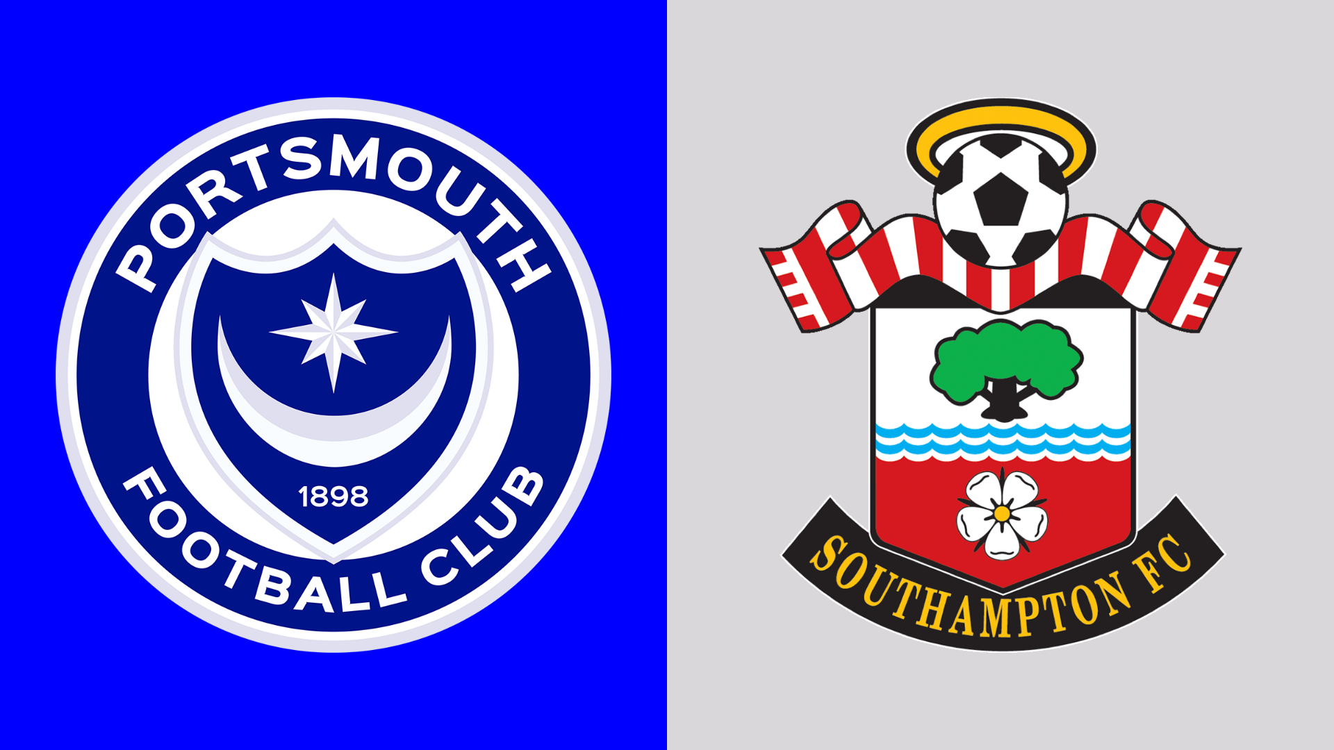 Side-by-side of Portsmouth and Southampton club badges
