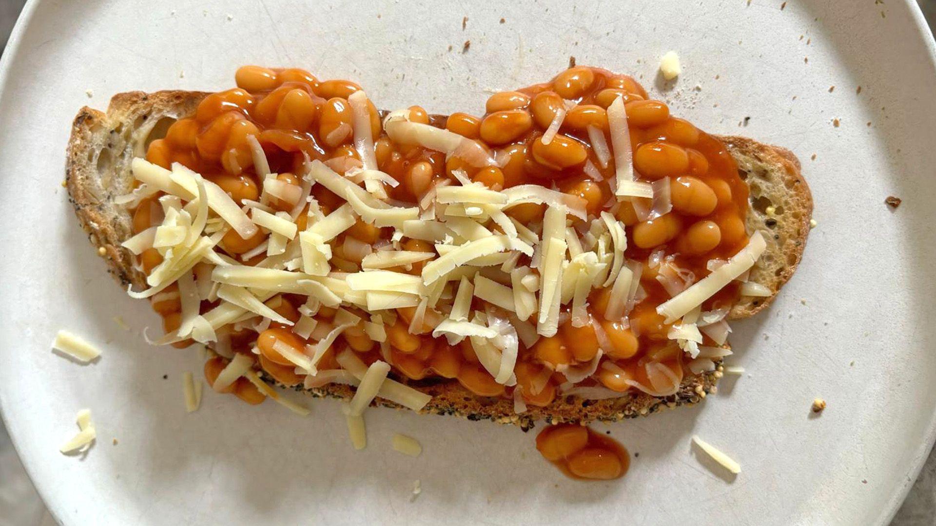 Cheese and baked beans on toast
