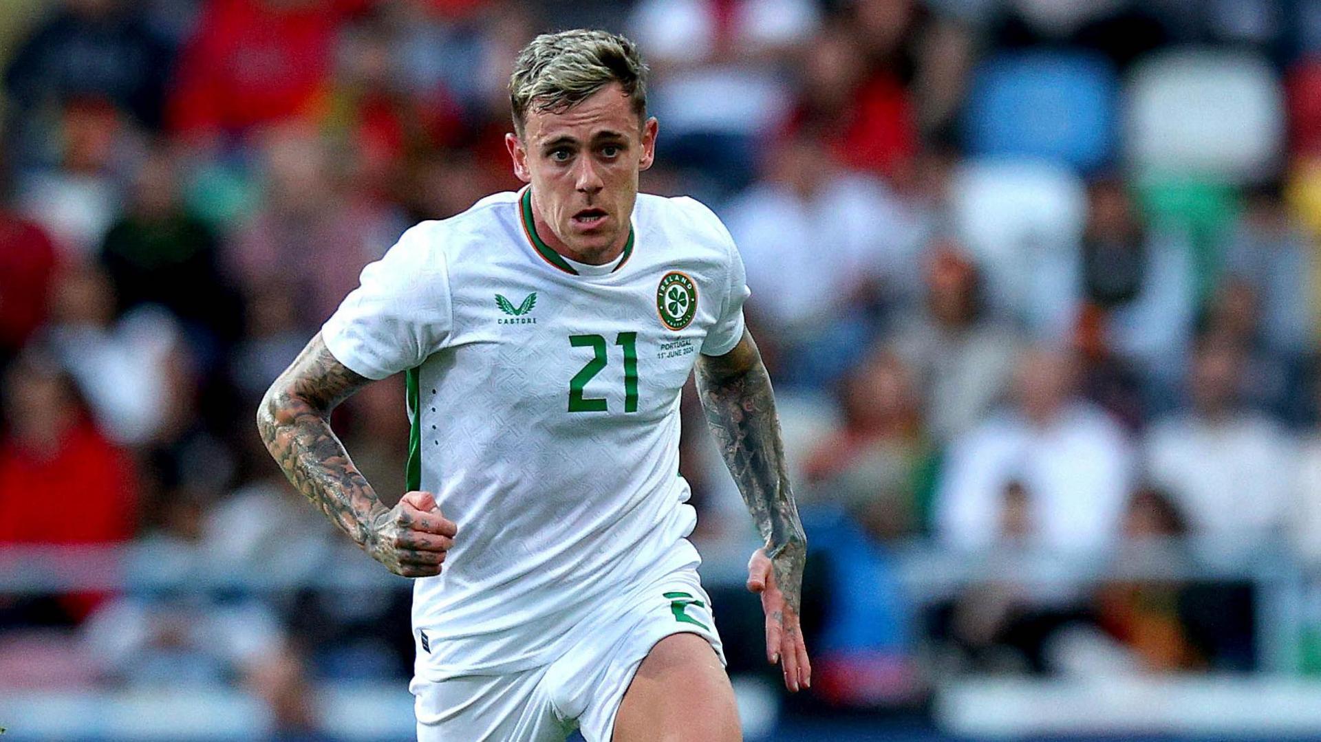 Sammie Szmodics in action for the Republic of Ireland against Portugal earlier this year 