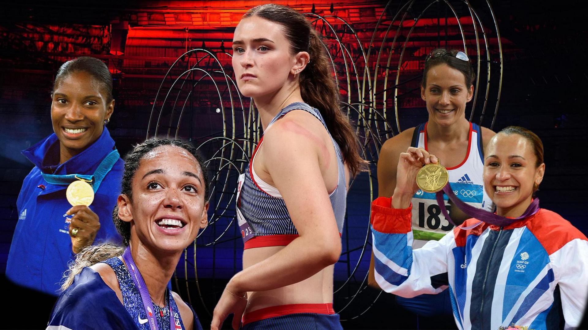 Denise Lewis, Katarina Johnson-Thompson, Abigail Pawlett, Kelly Sotherton  and Jessica Ennis-Hill