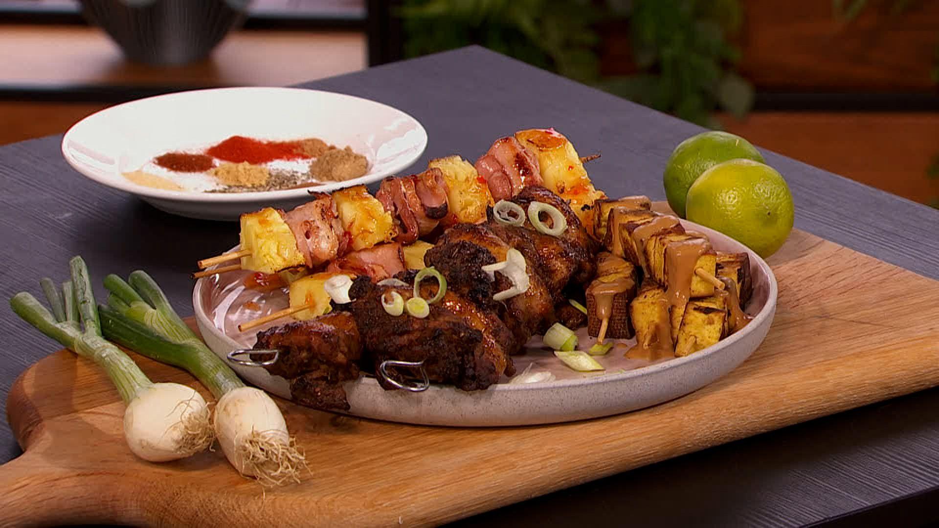Summer skewers on a plate