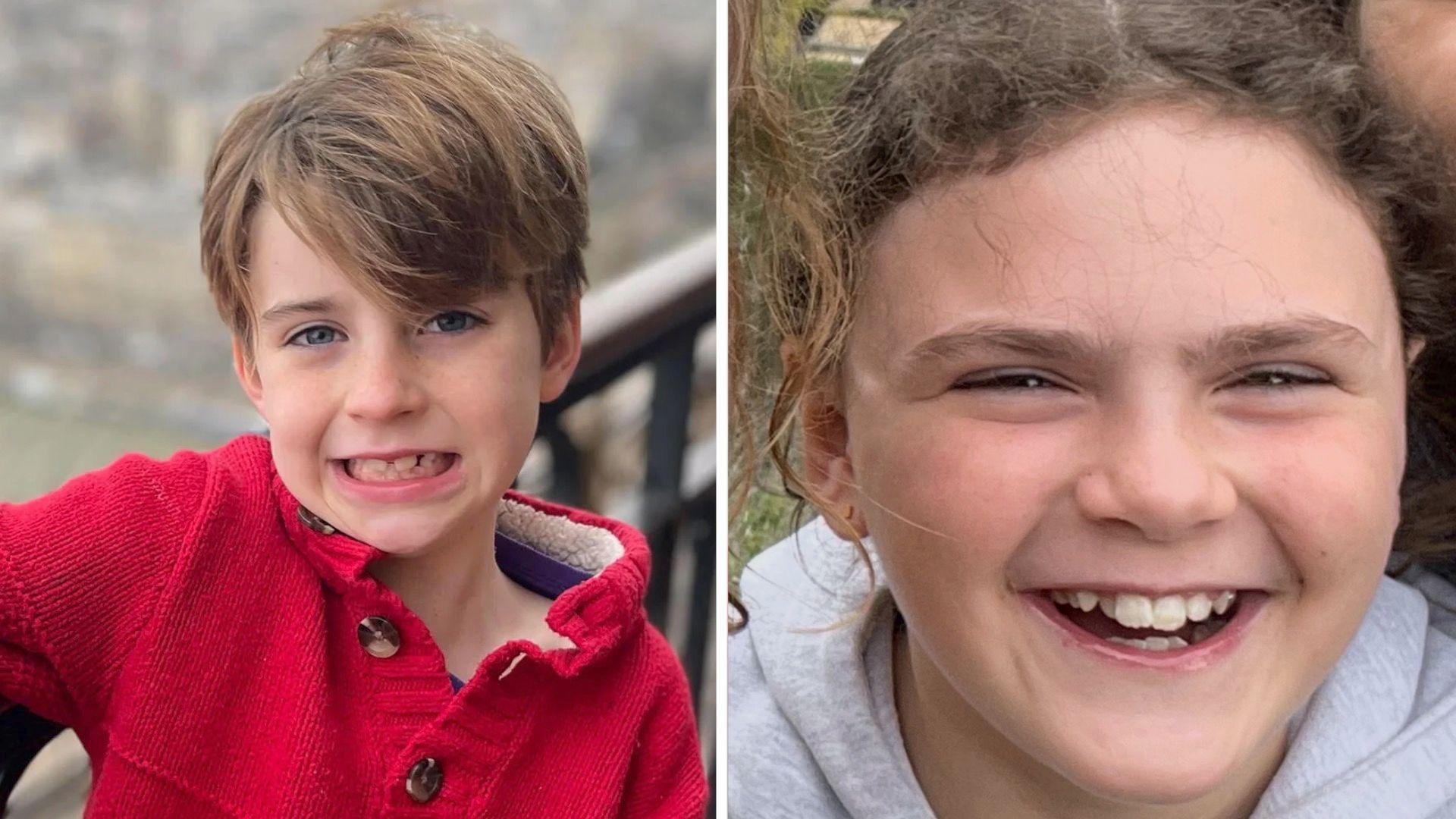 From left: Fletcher Merkel, 8, and Harper Moyski, 10, 