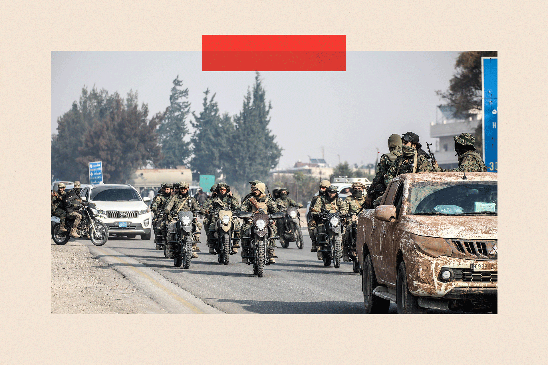 Anti-regime fighters on motorbikes move deeper into Homs, Syria