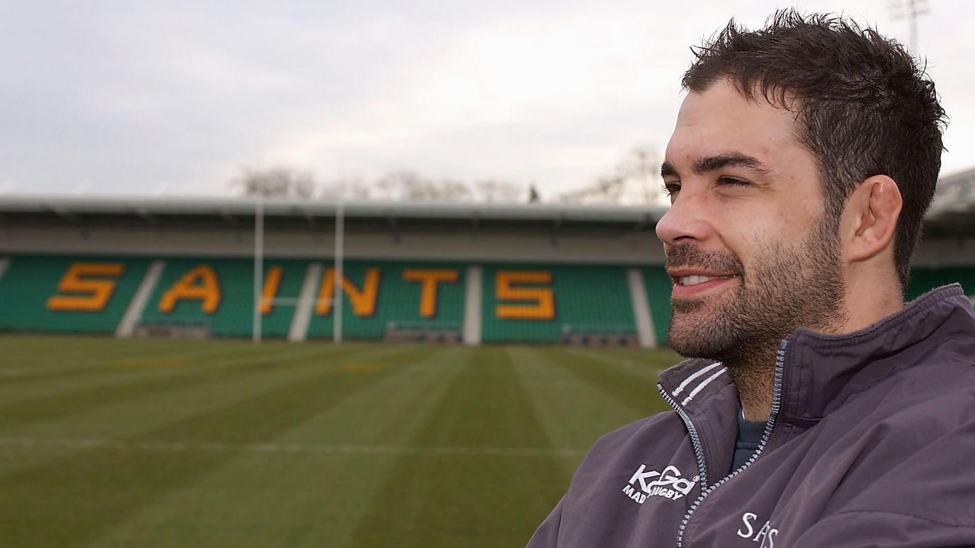 Former Northampton Saints Captain Budge Pountney at Franklins Gardens