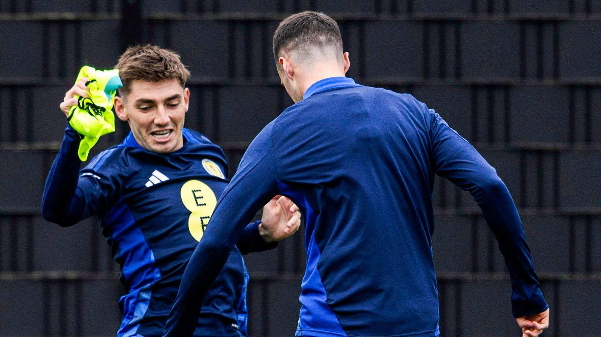 Billy Gilmour and Lennon Miller in Scotland training