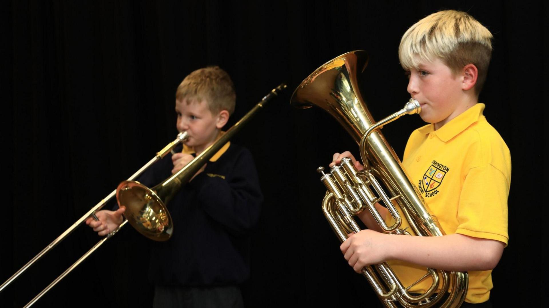 children playing jazz instruments