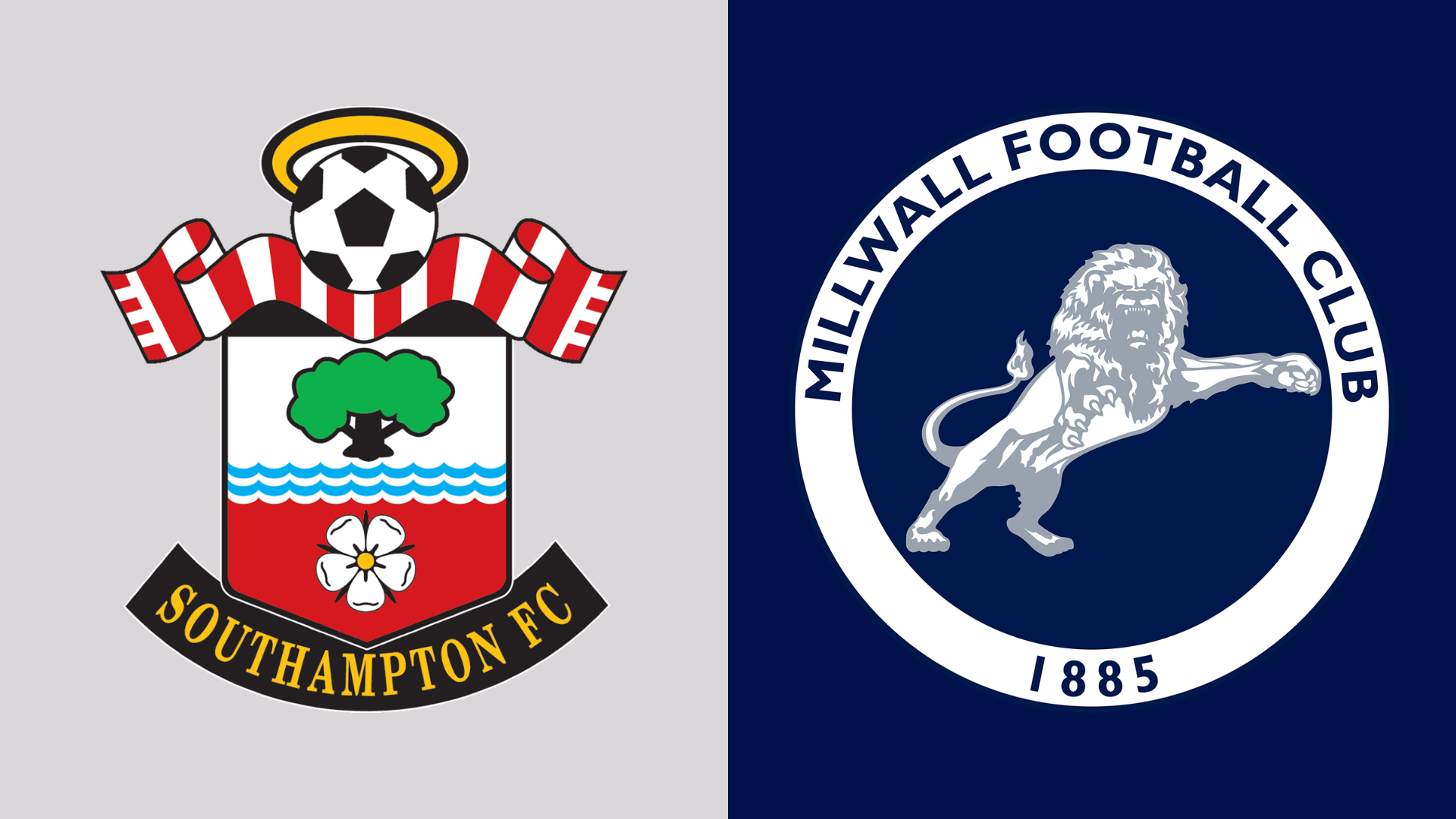The Southampton and Millwall club crests side by side