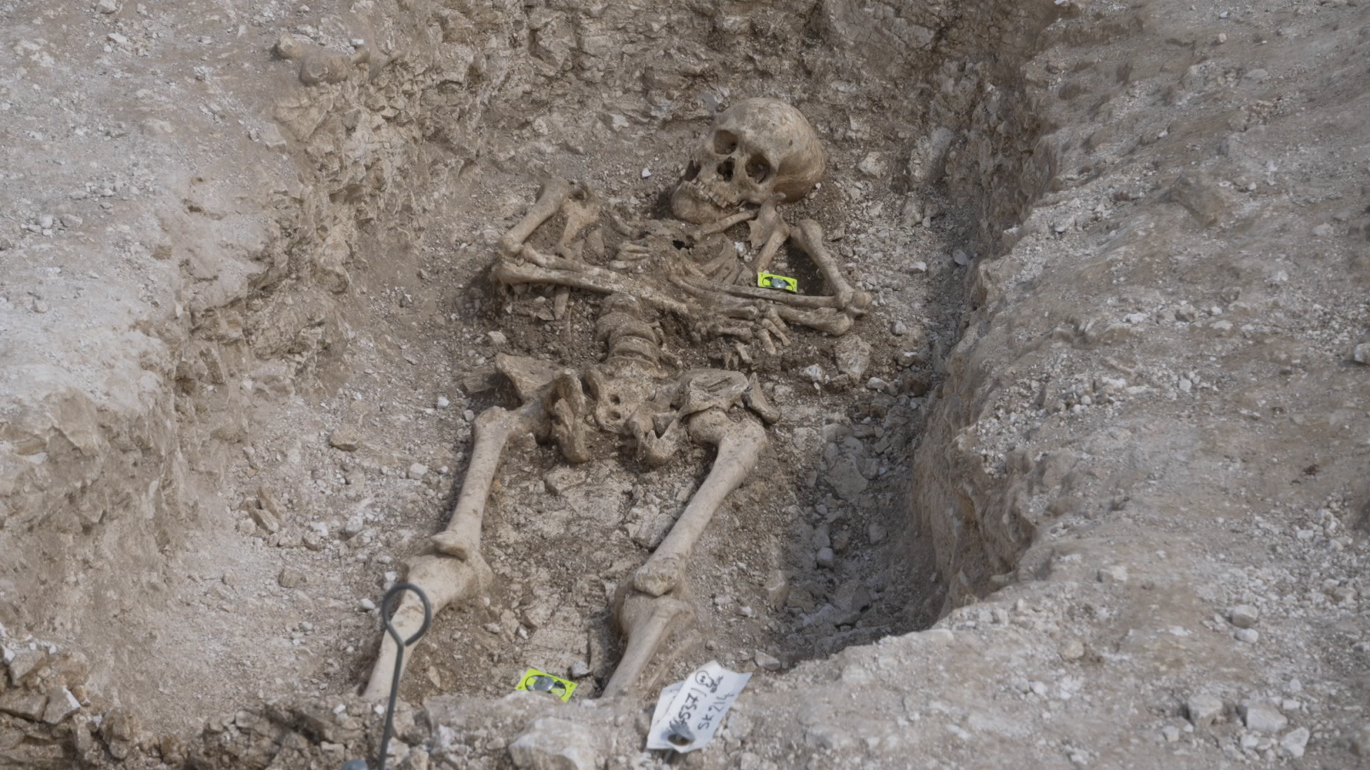 A skeleton in a grave in Dorset