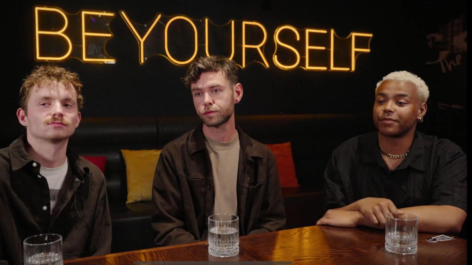 Screen grab of Fintan, Kip and James at a bar