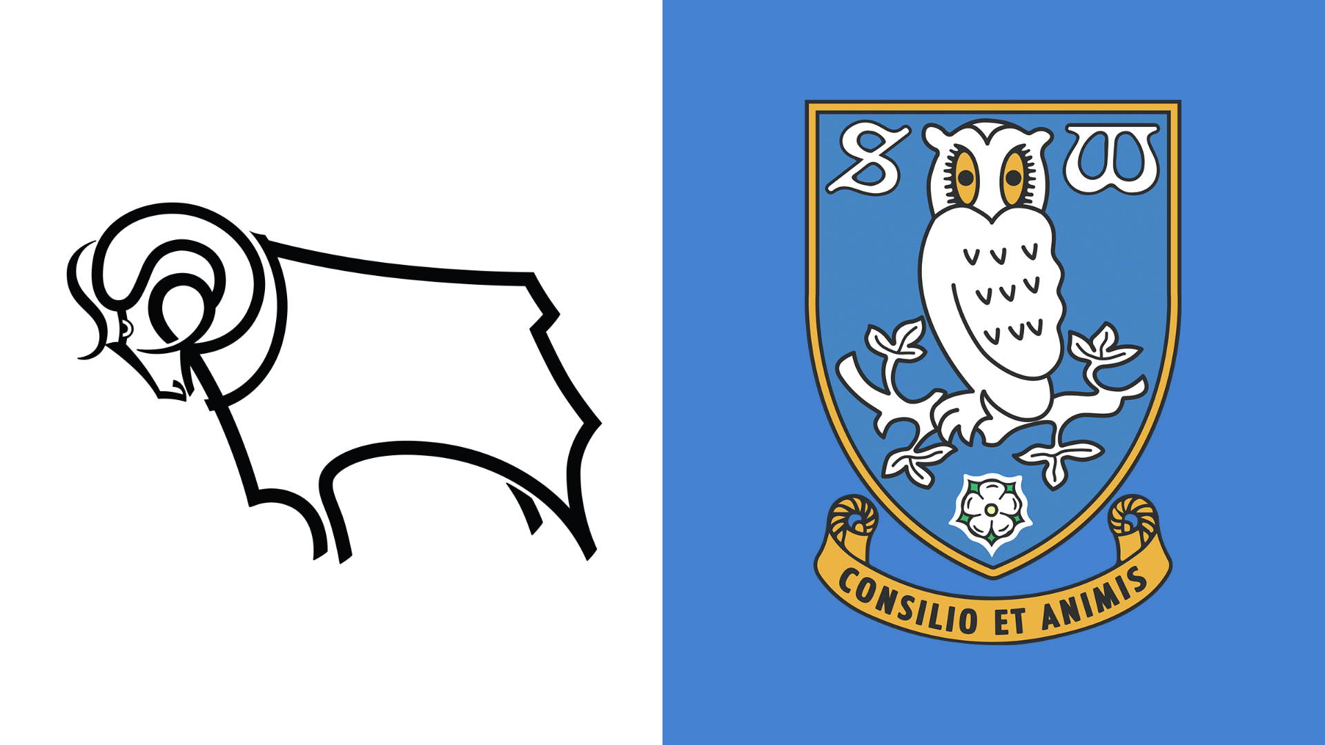 Side-by-side of Derby County and Sheffield Wednesday club badges