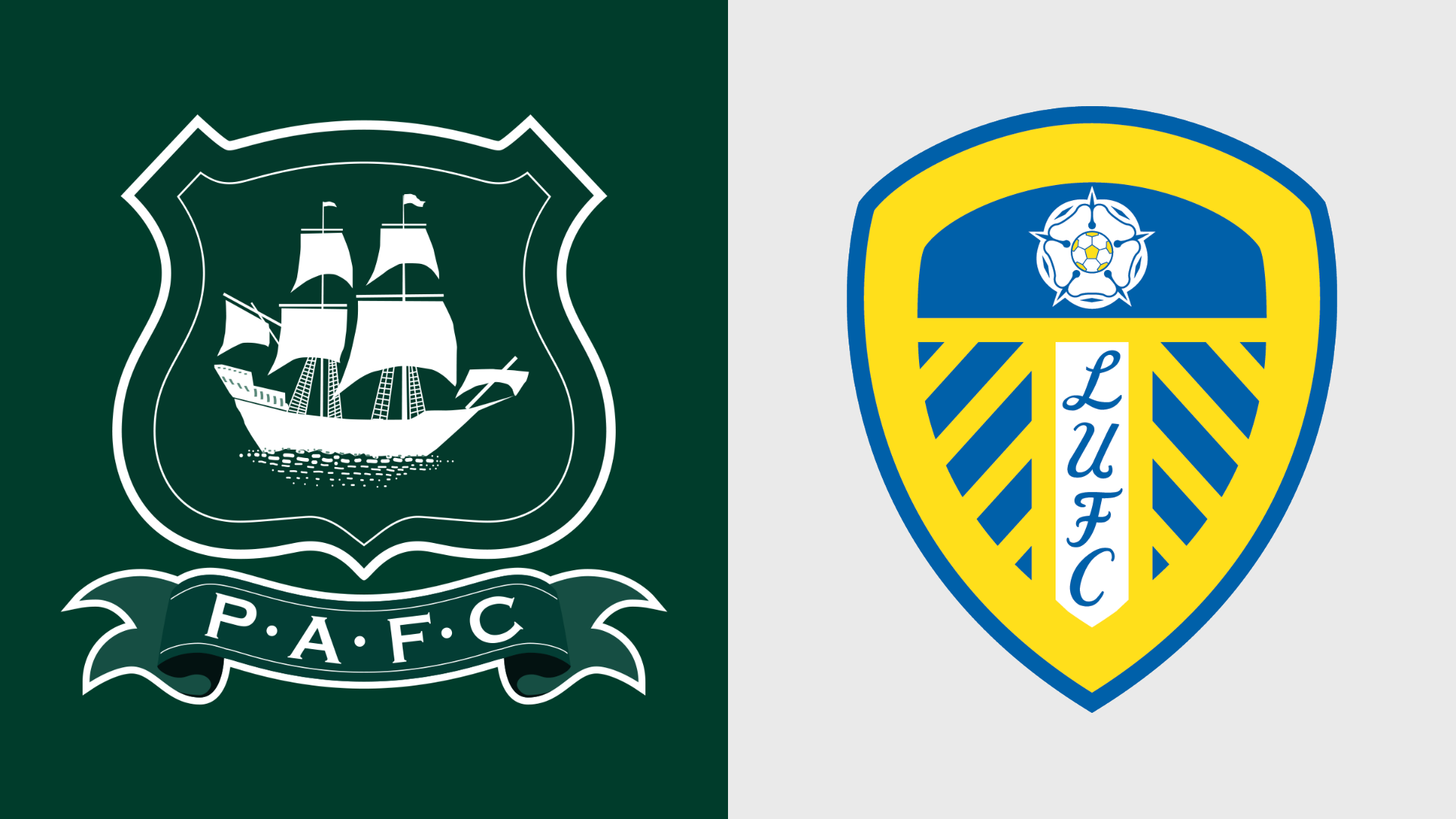 Side-by-side of Plymouth Argyle and Leeds United club badges