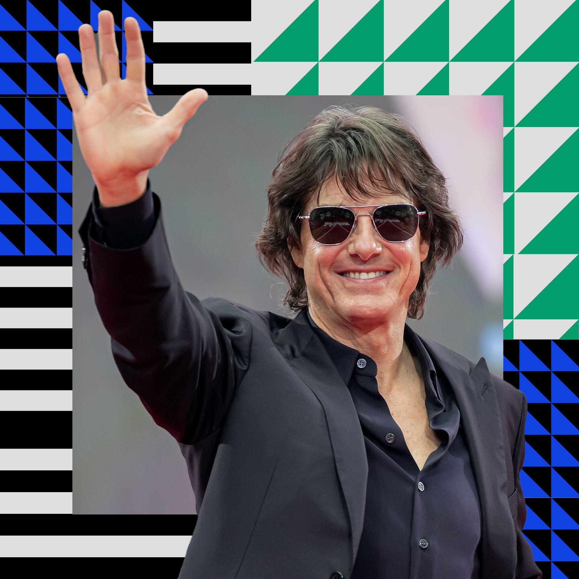 A picture of Tom Cruise in a dark suit and sunglasses