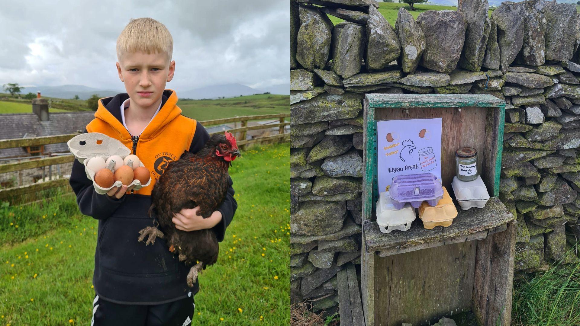 Mae Celt yn siomedig eu bod wedi rhoi'r gorau i'w stondin wyau oherwydd lladron