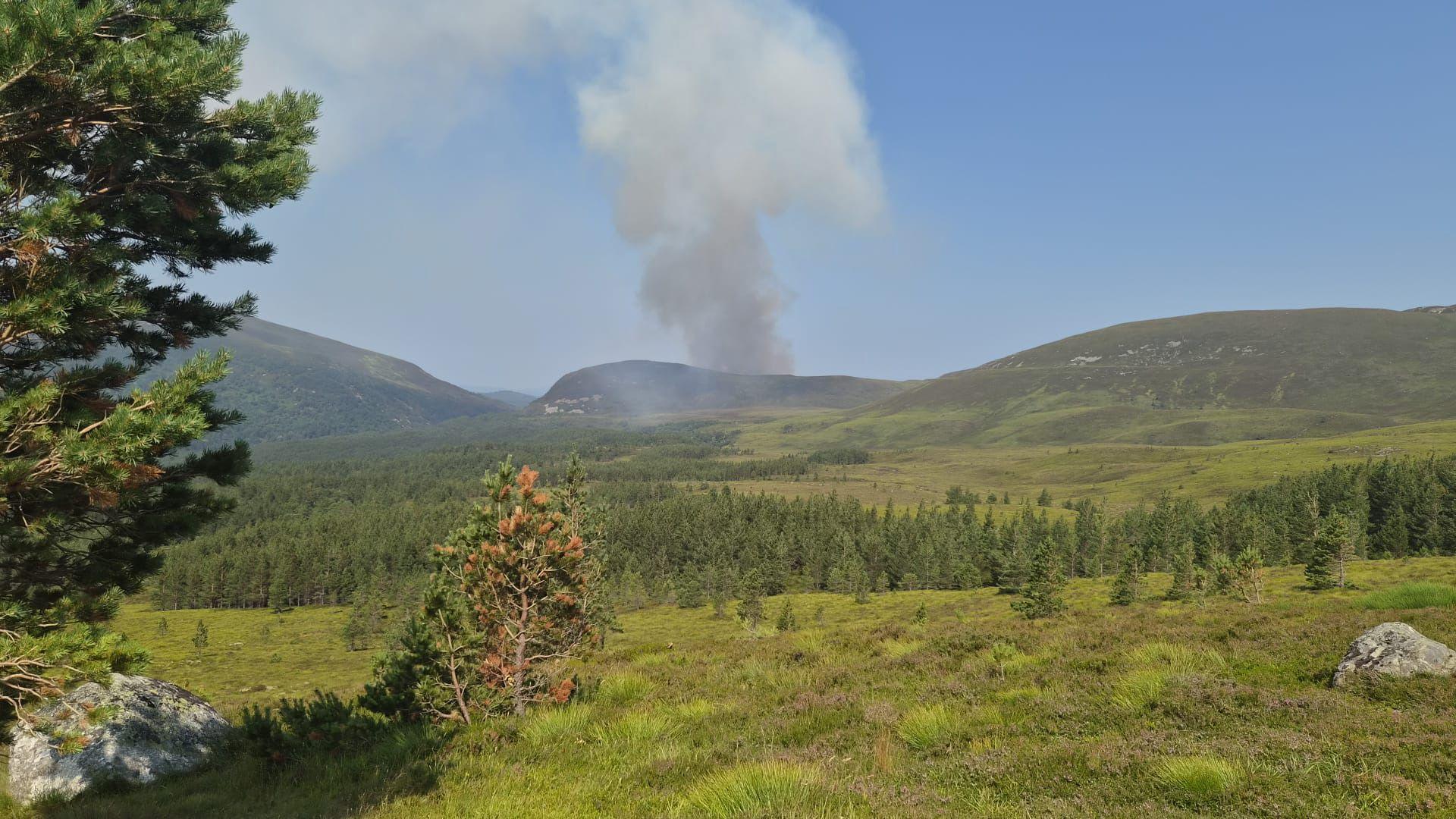 Handout photo courtesy of Duncan Ferguson of a wildfire burning in heathland in the Cairngorms National Park.