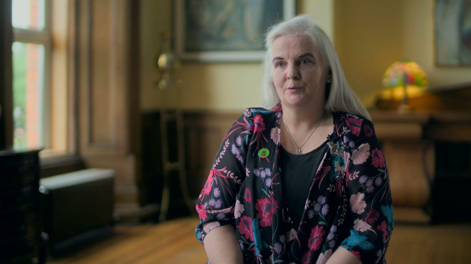 Mairead Kelly speaks during a BBC Spotlight programme