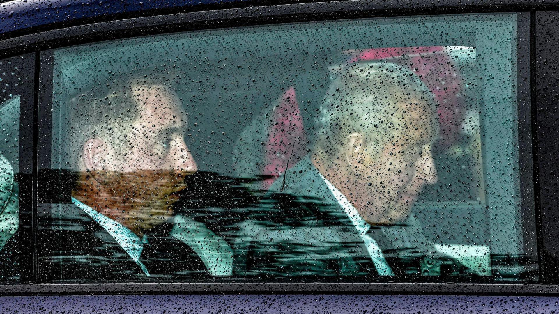 King Charles arriving in a car at Clarence House