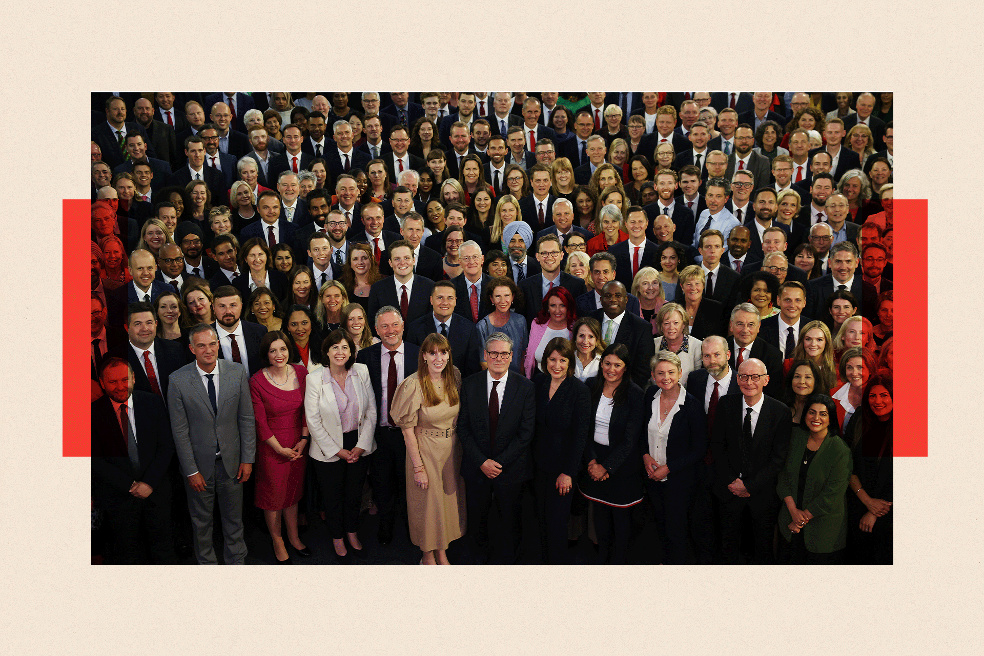 Sir Keir Starmer (centre front) stands with Labour Party MPs